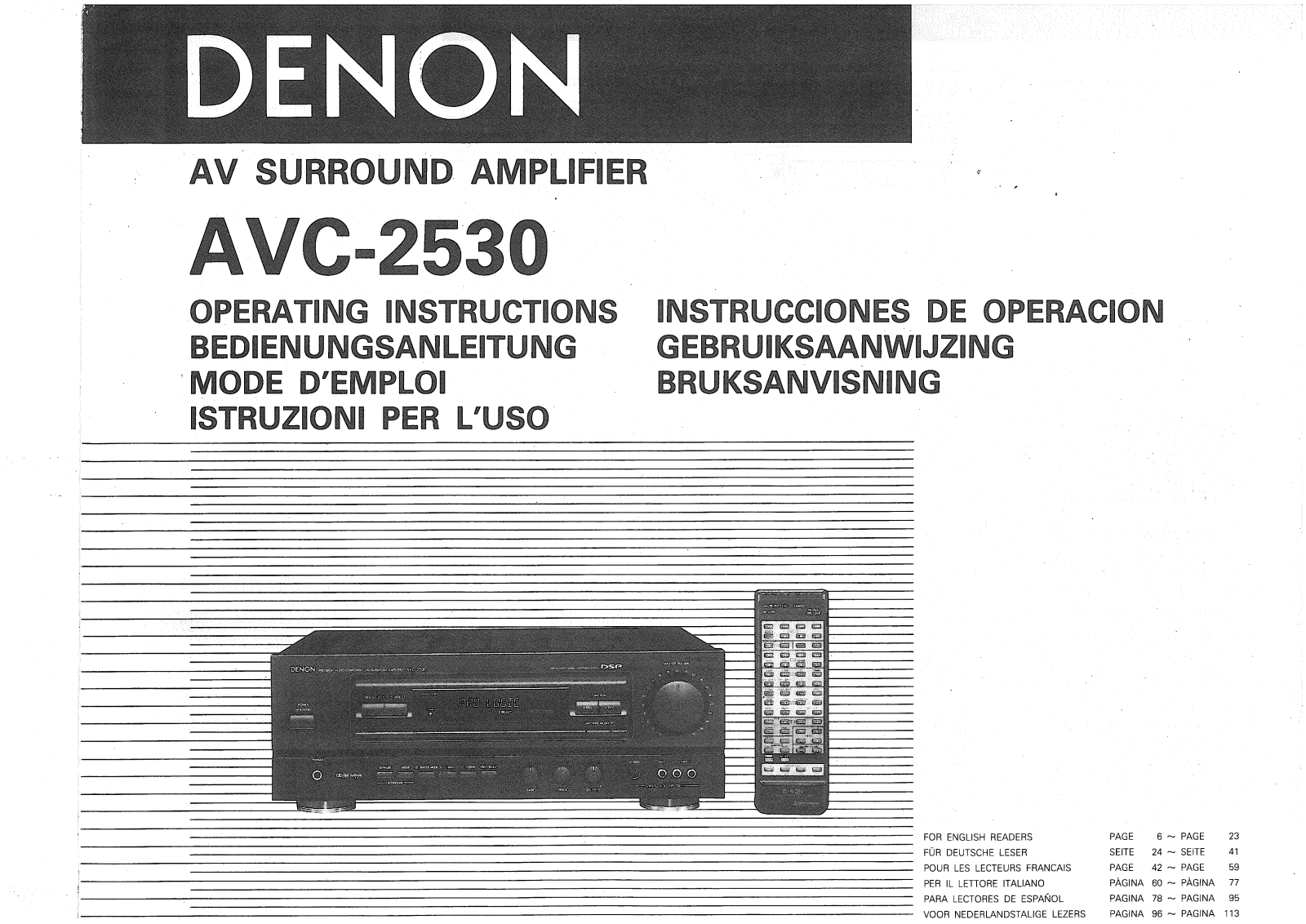 Denon AVC-2530 Owner's Manual