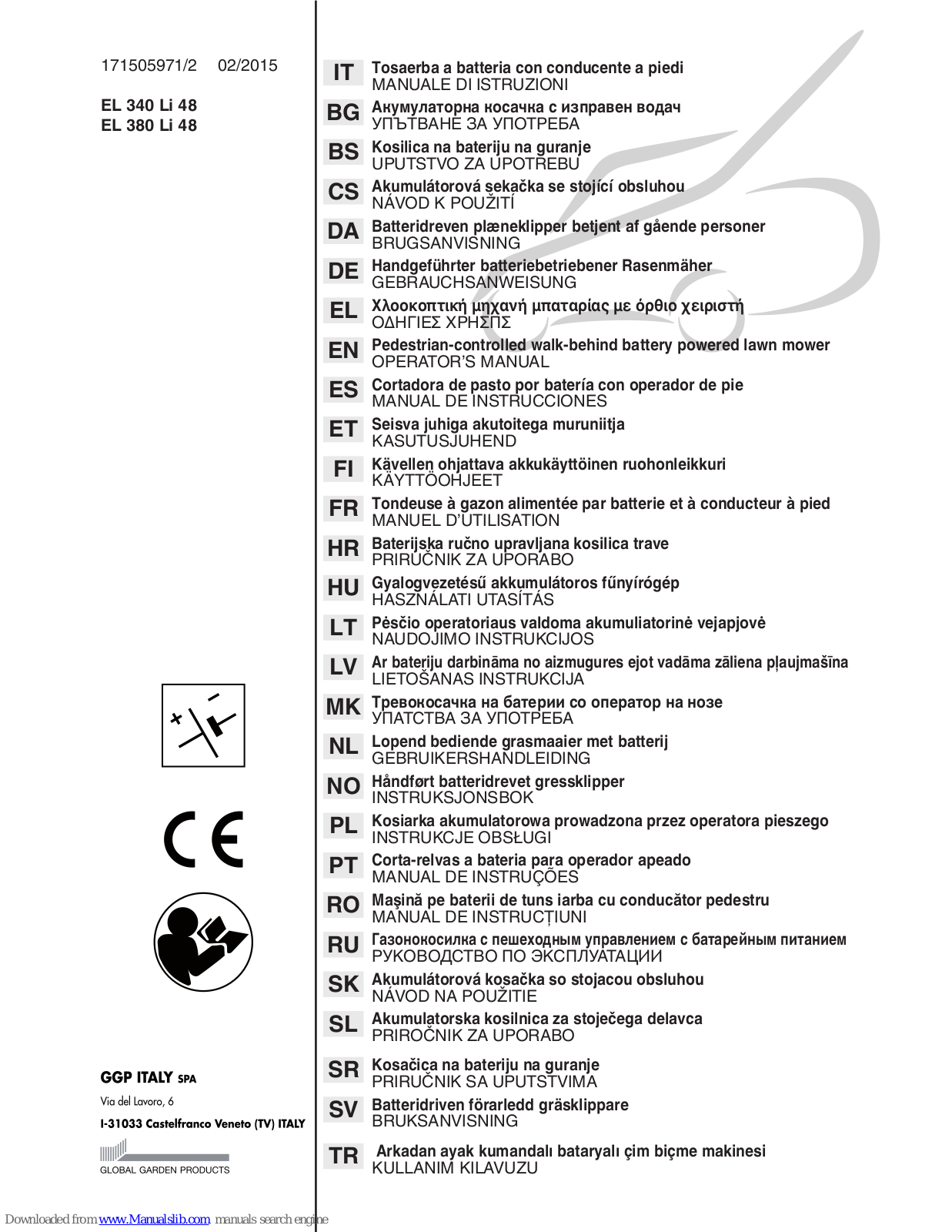 Stiga EL 340 Li 48, EL 380 Li 48 Operator's Manual