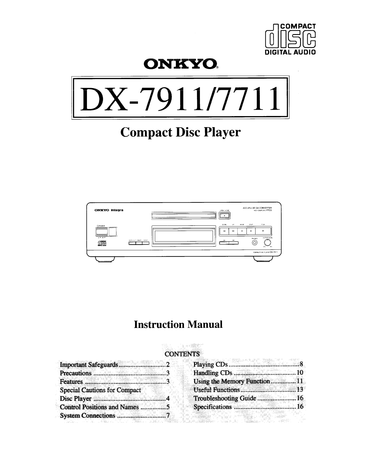 Onkyo DX-7911 Owners manual