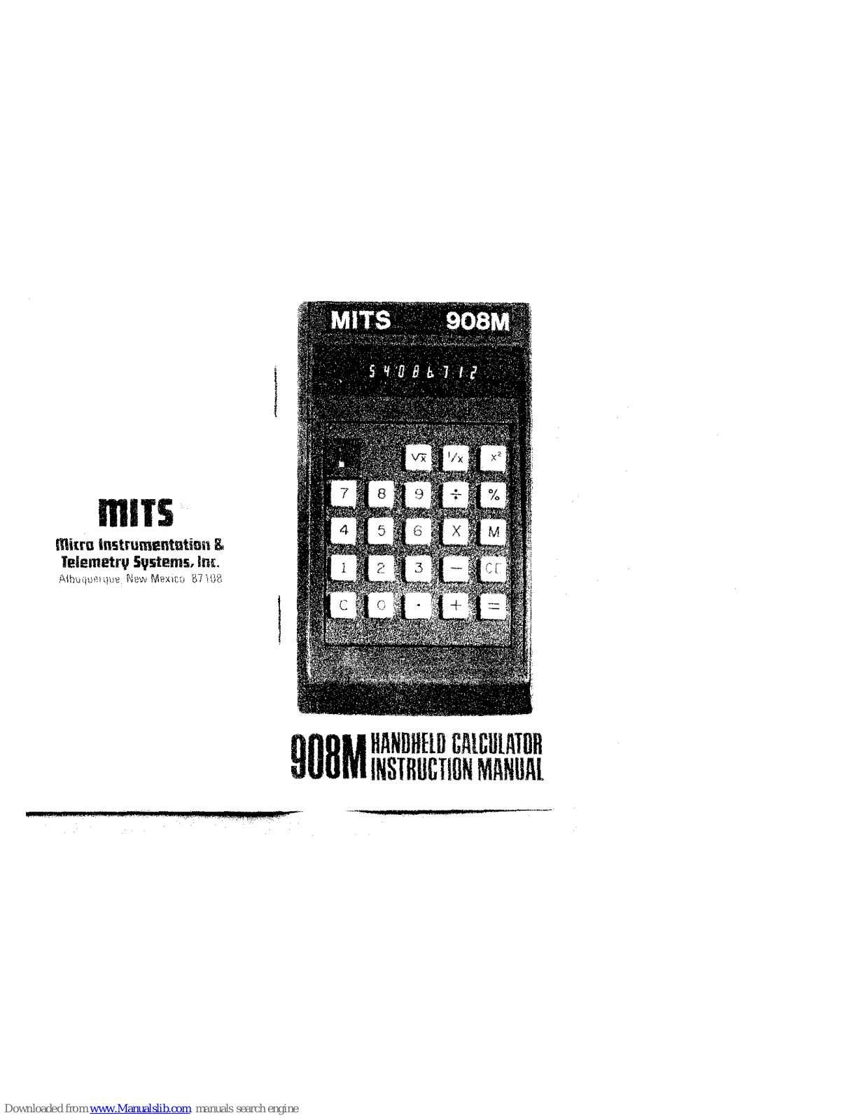 MITS 908M Instruction Manual