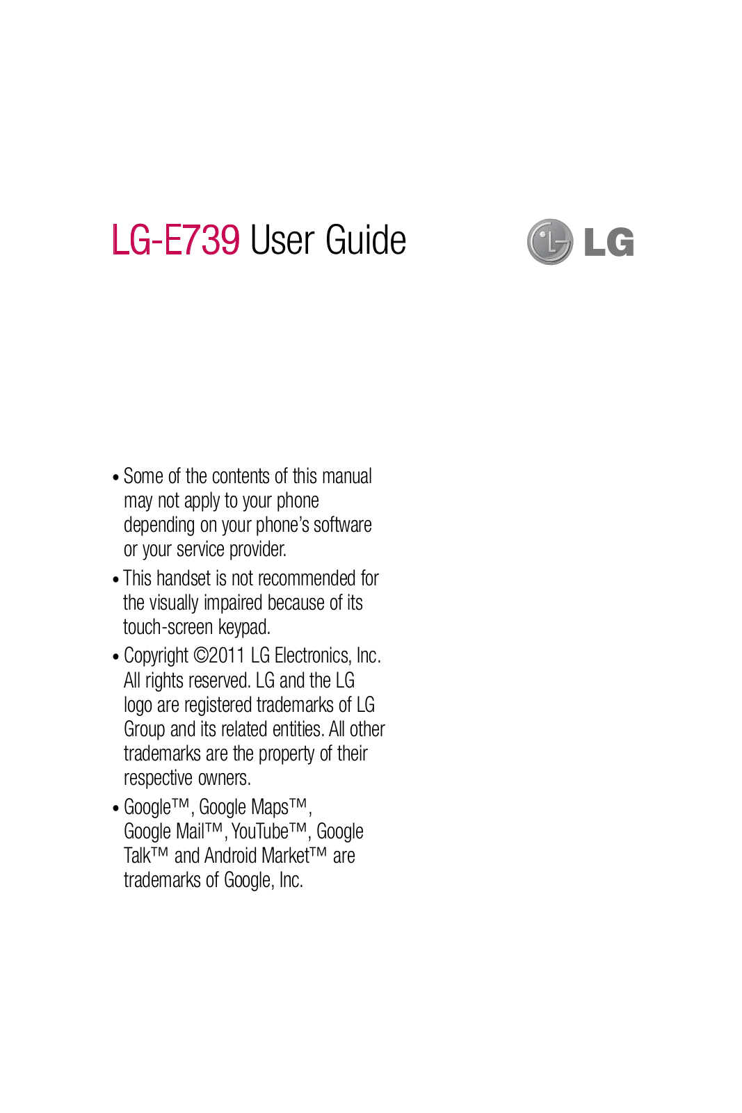 LG E739 Users manual