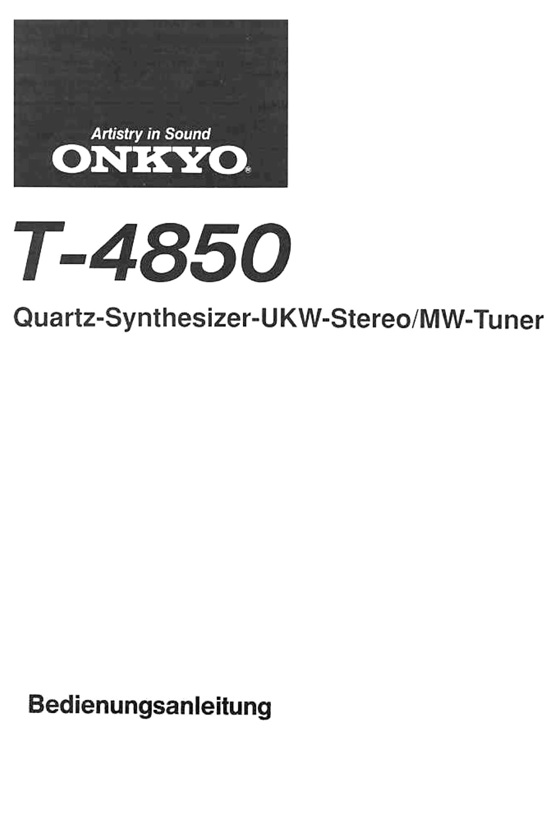 Onkyo T-4850 Owners Manual