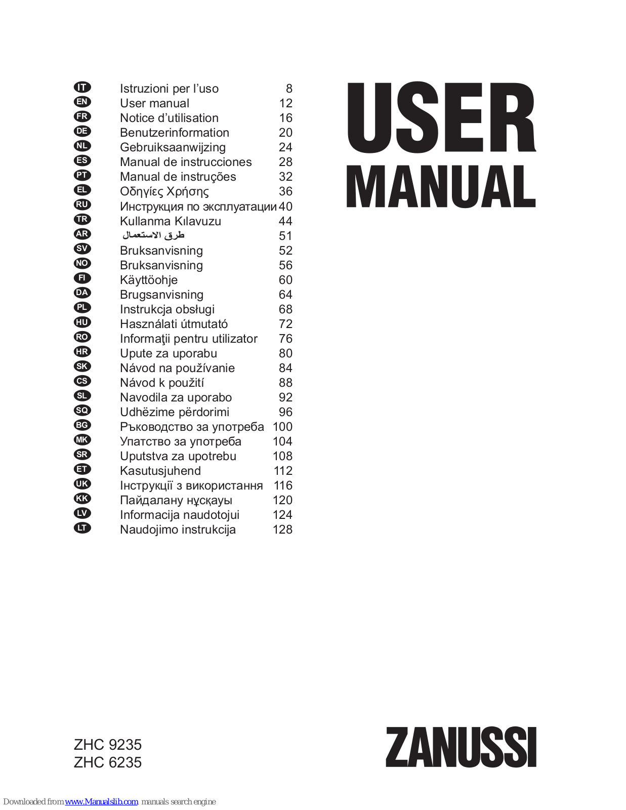 Zanussi ZHC 9235, ZHC 6235 User Manual