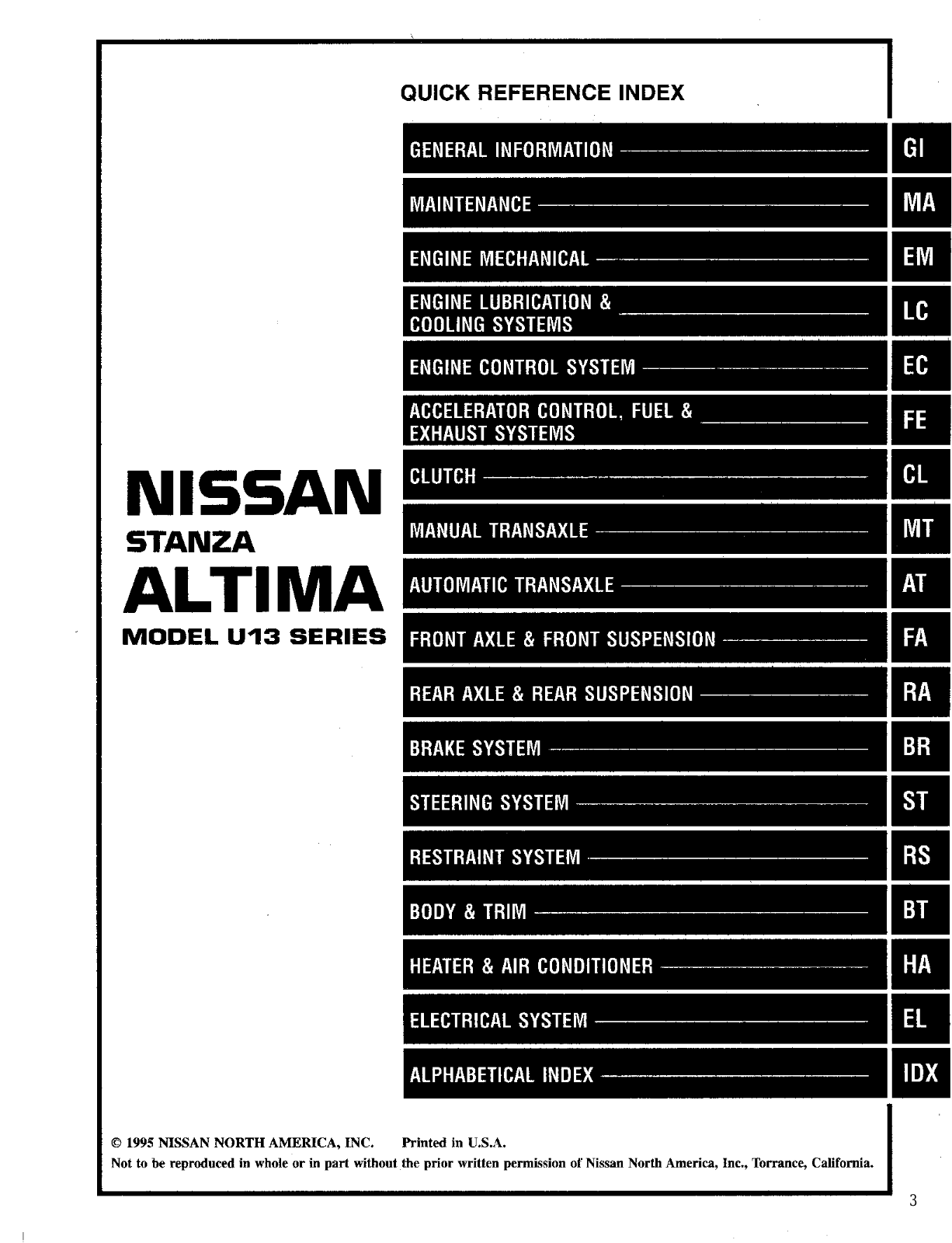 Nissan Altima 1996 User Manual