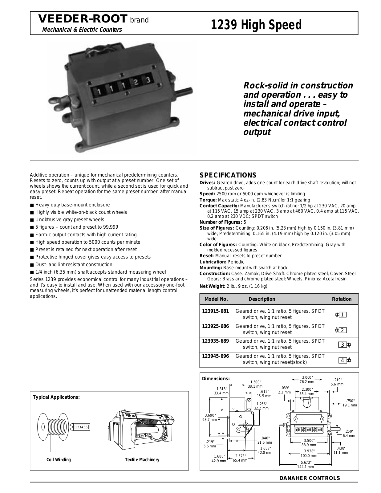 Veeder Root 1239 High Speed Catalog Page