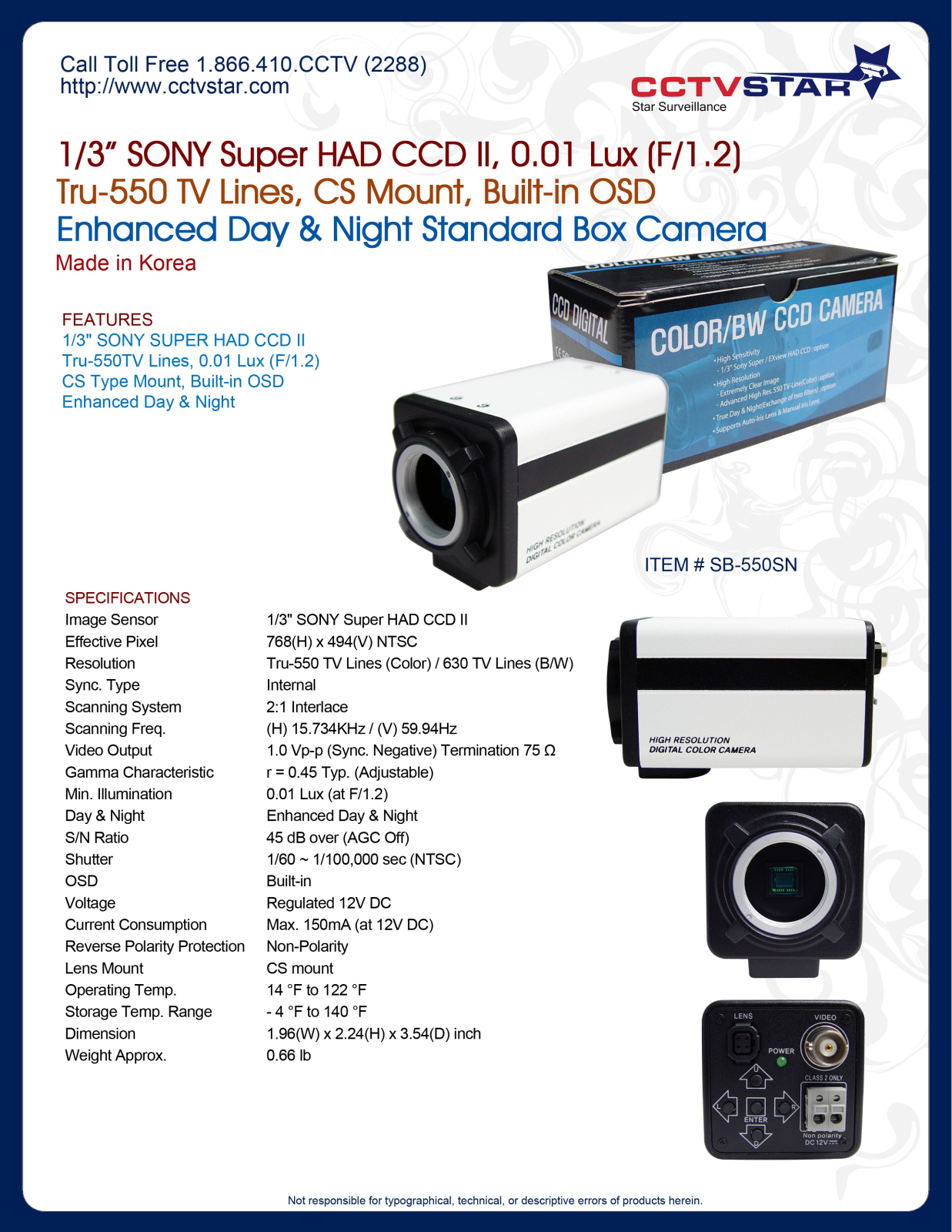 CCTV Star SB-550SN Specsheet