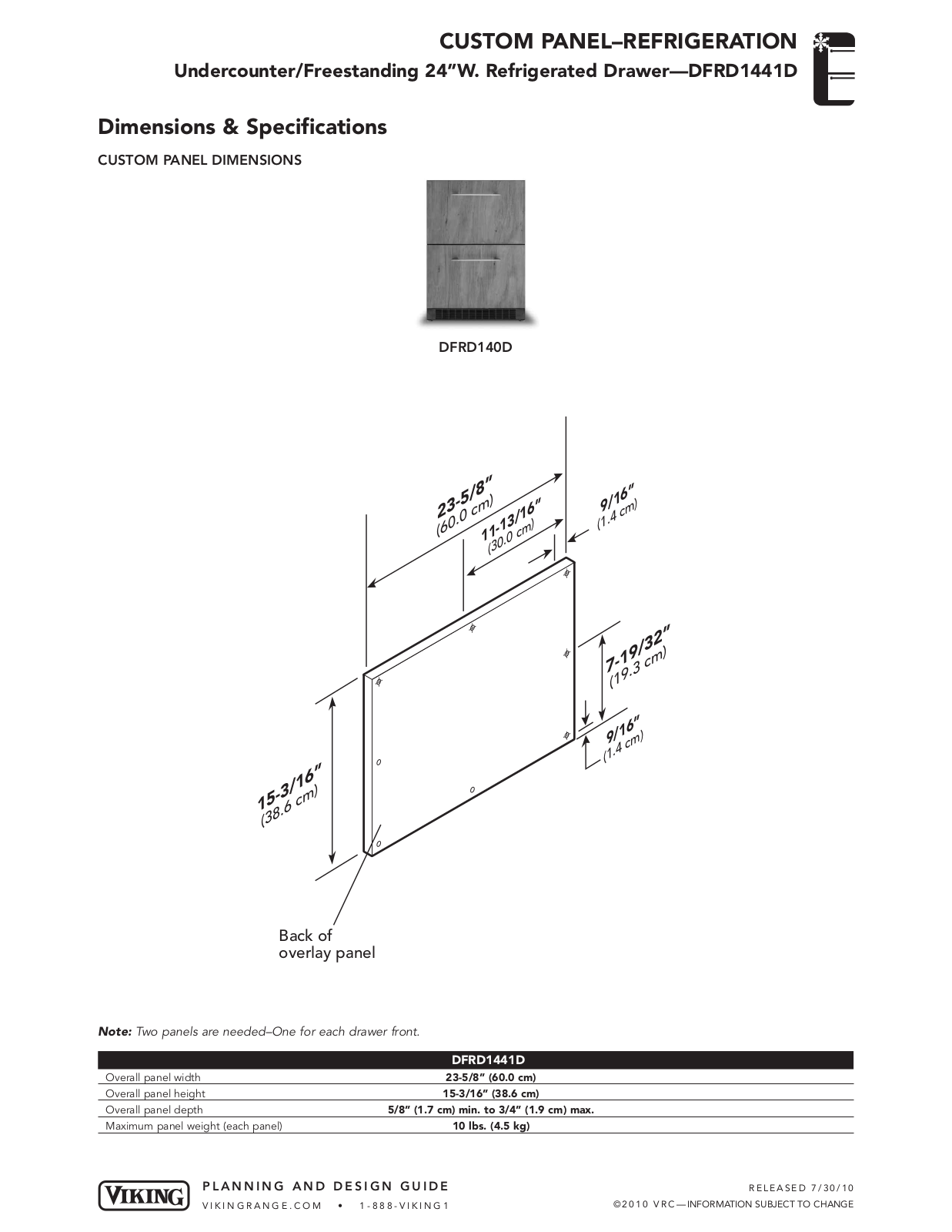 Viking DFRD1441D User Manual