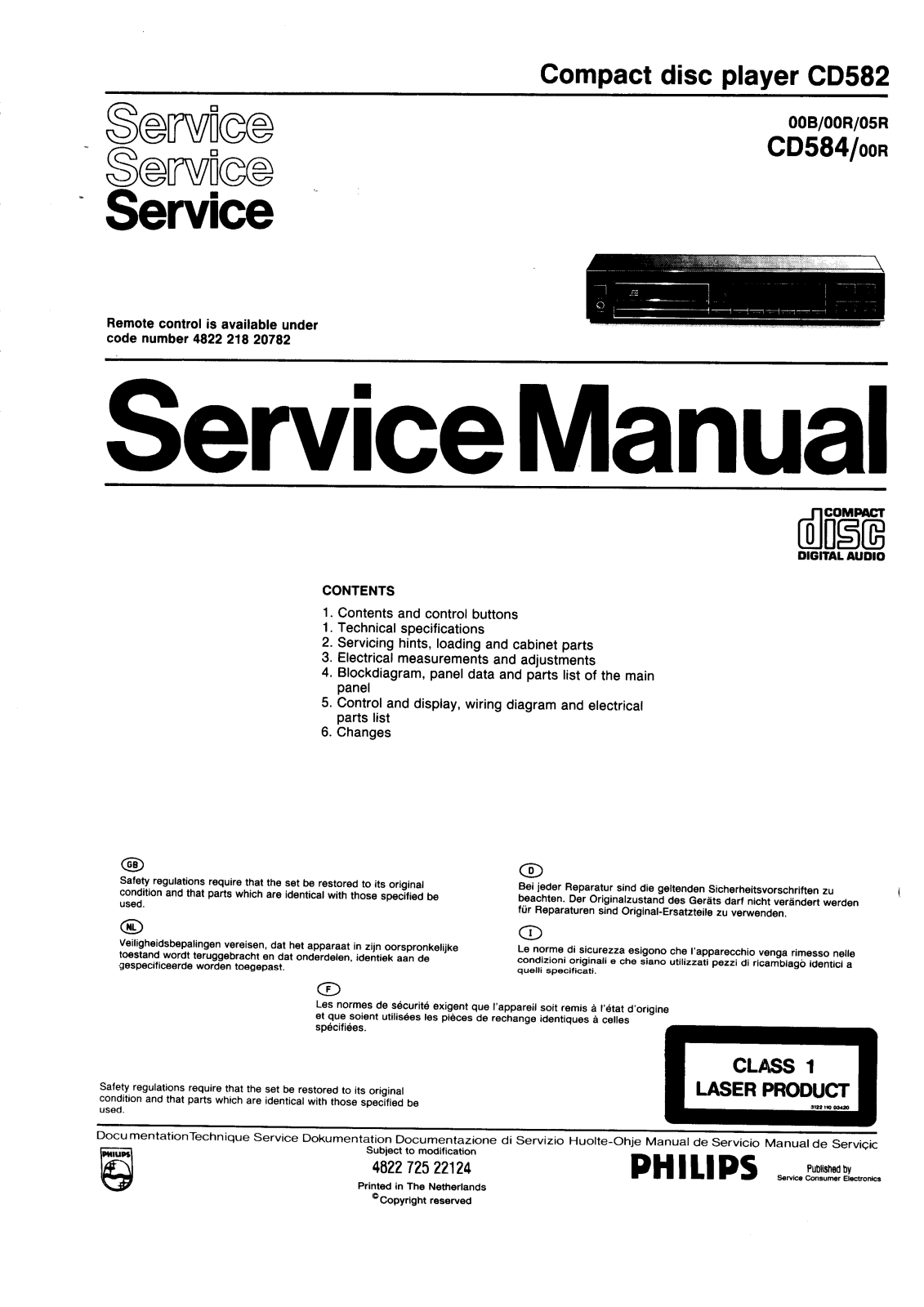 Philips CD-582 Service manual