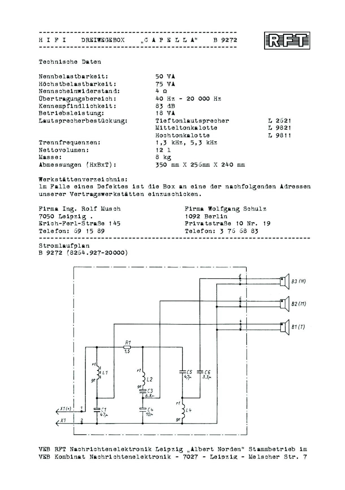 Telefunken Capella B-9272 Brochure