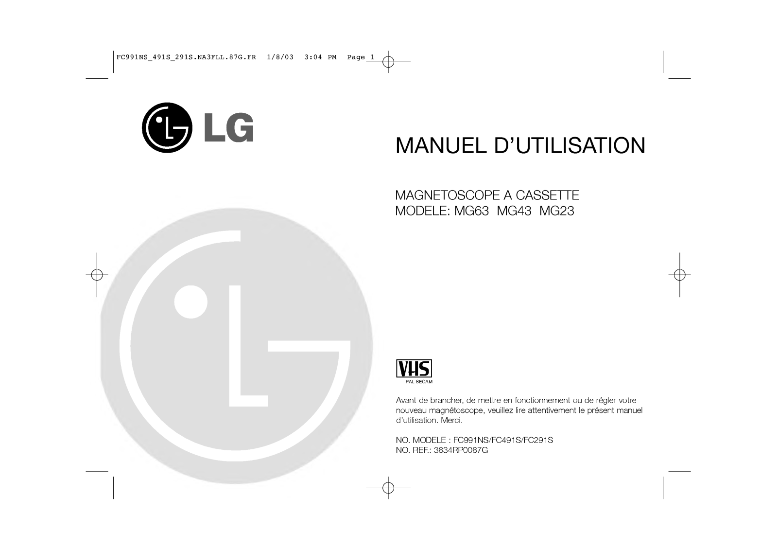 LG MG23, MG43 User Manual