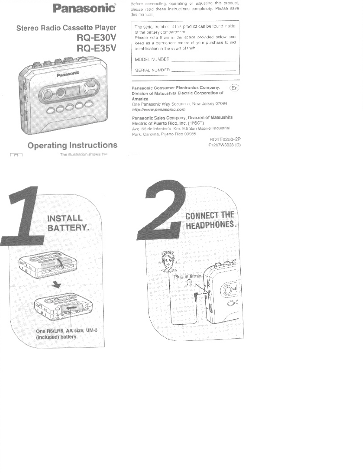 Panasonic RQ-E30V User Manual
