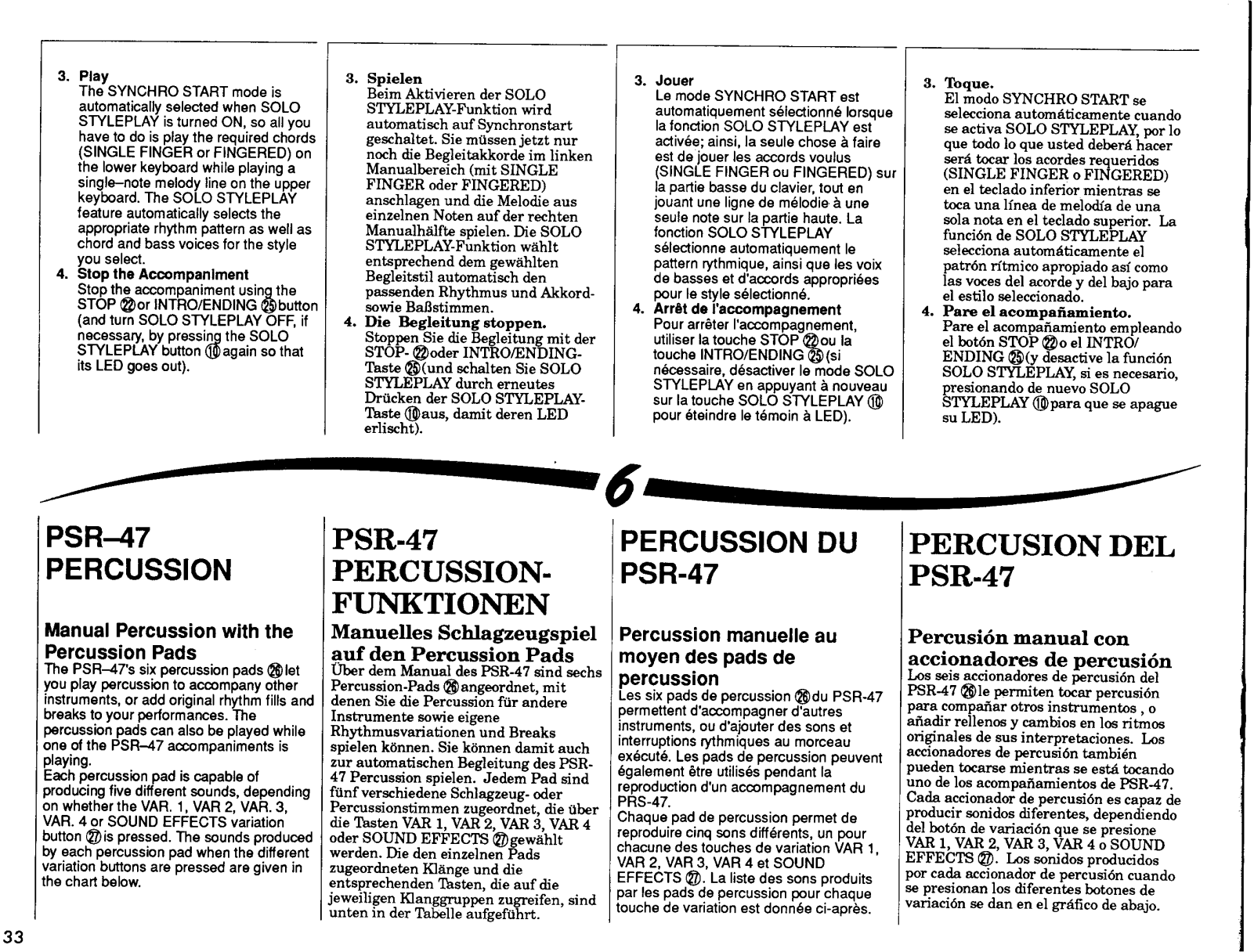 Yamaha PSR-47 Owner's Manual