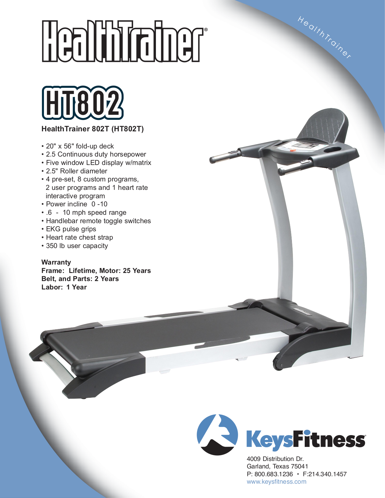 Keys Fitness HT802t User Manual