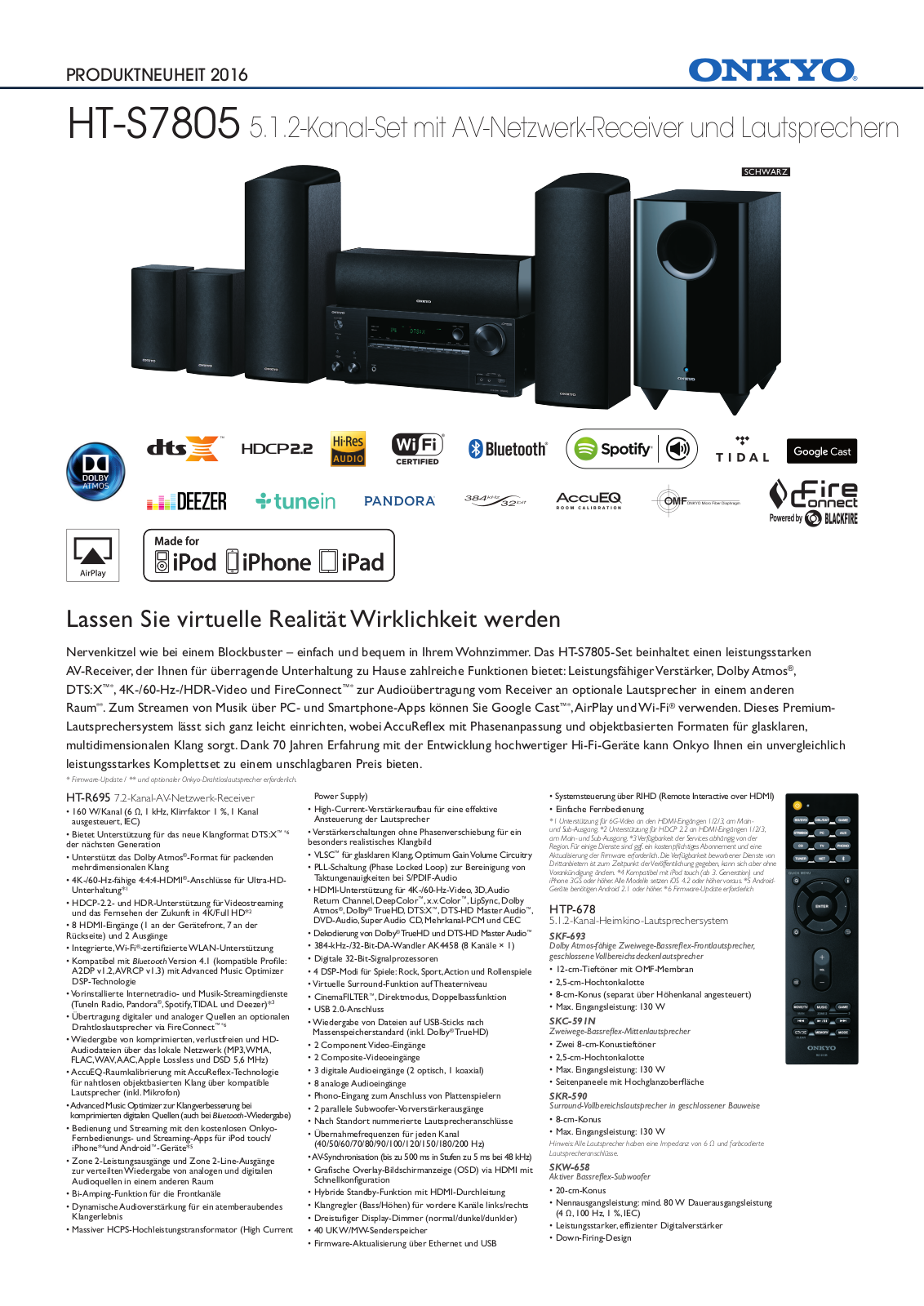 Onkyo HT-S7805-B Technical data