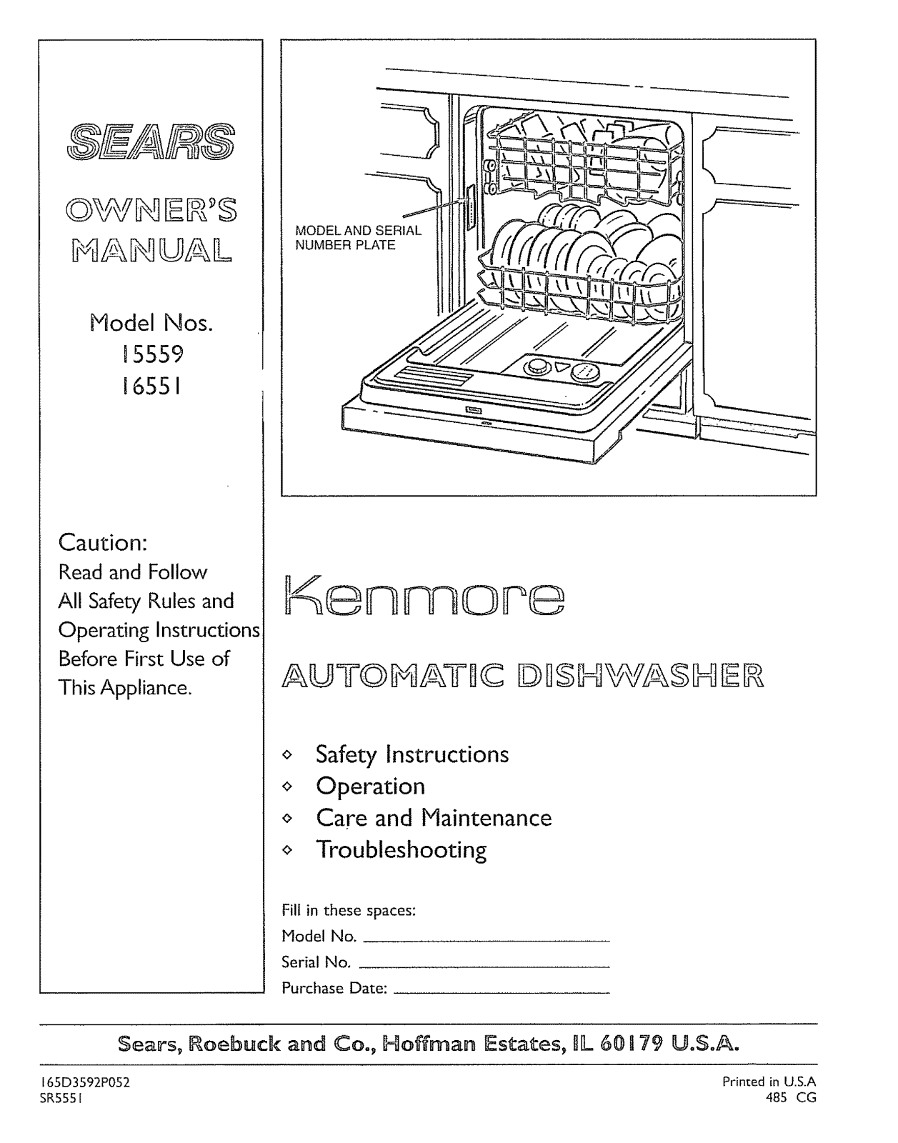 Kenmore 3631655192, 3631555992 Owner’s Manual