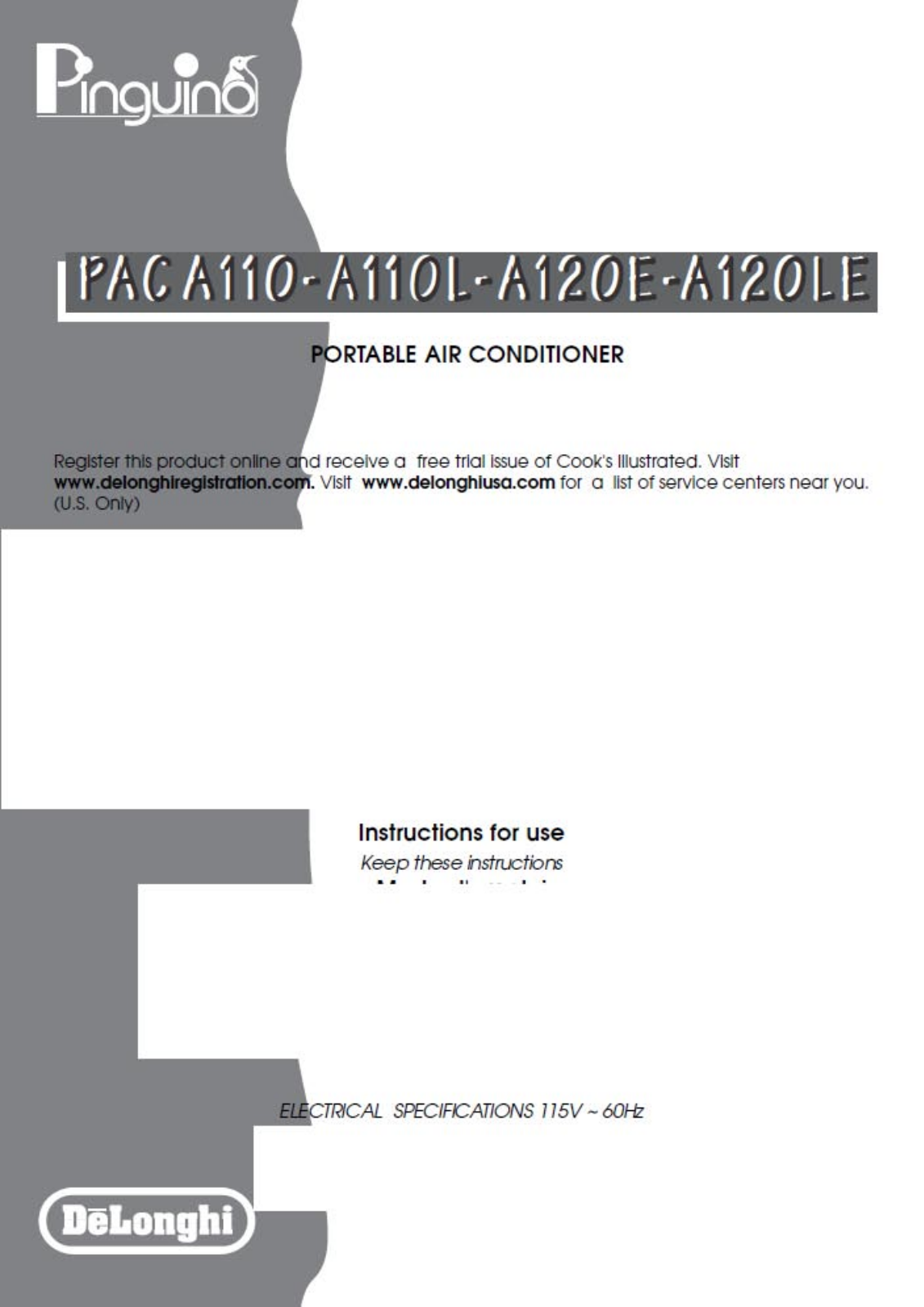 Delonghi Paca110l Owner's Manual