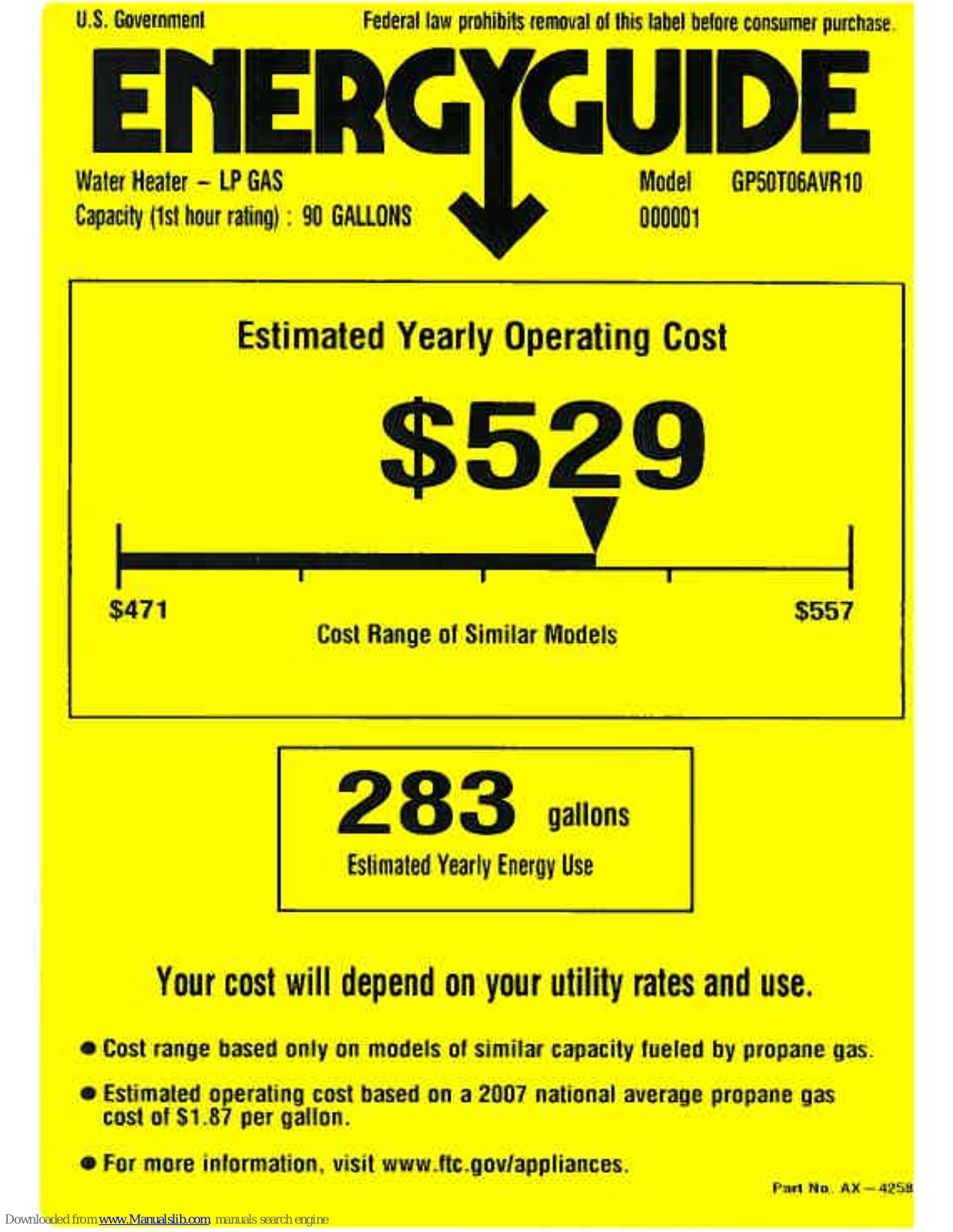 GE GP50T06AVR, GP50T06AVR10 Energy Manual