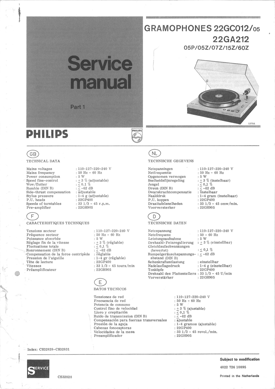 Philips GA-212 Service Manual