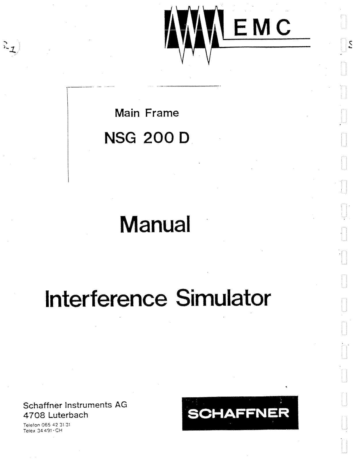 Schaffner NSG 200 D Service manual