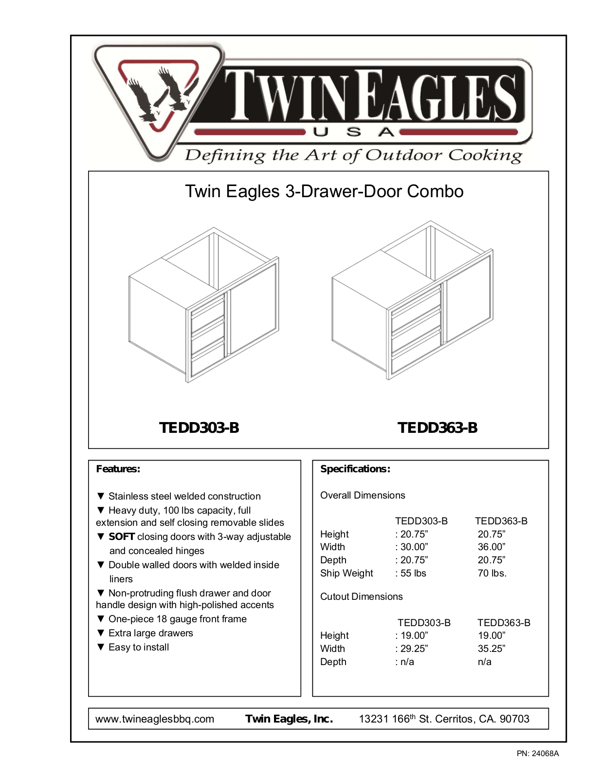 Twin Eagles TEDD303B Specifications - ManualMachine.com
