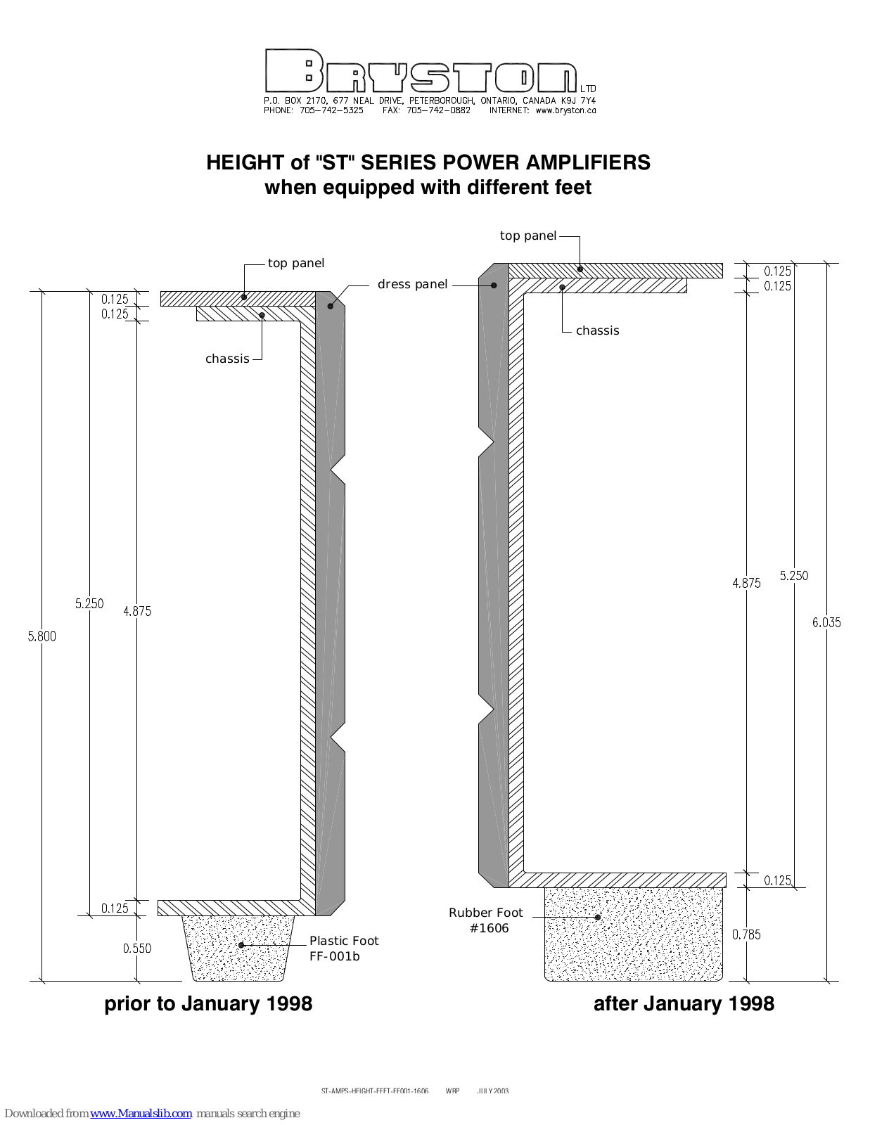 Bryston ST Series 4B ST, ST Series 7B ST, ST Series 8B ST, ST Series 9B ST, ST Series Dimensional Drawing