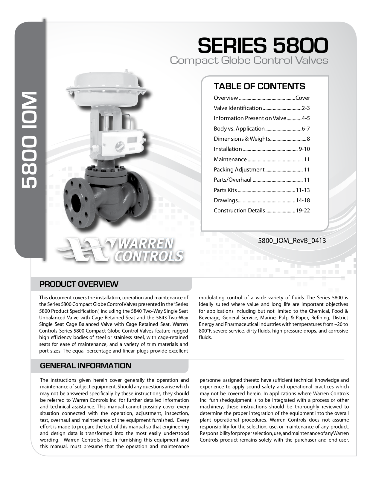 Warren Controls 5800 User Manual