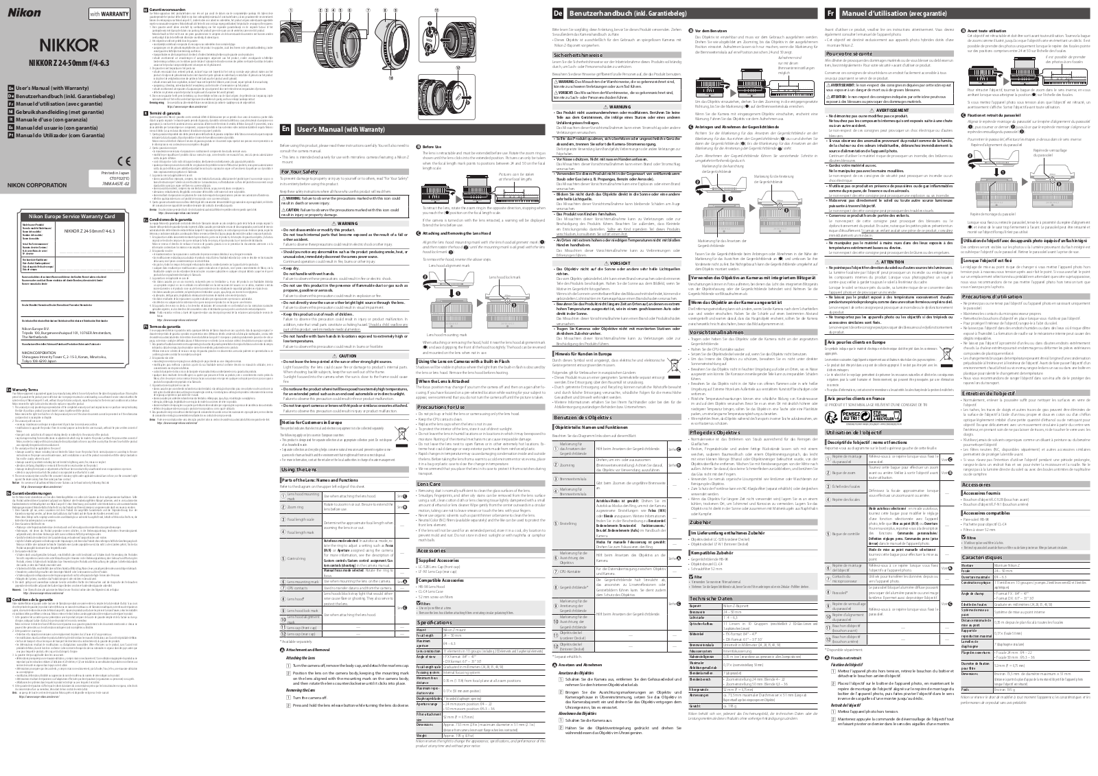 Nikon NIKKOR Z 24-50mm f/4-6.3 User Guide