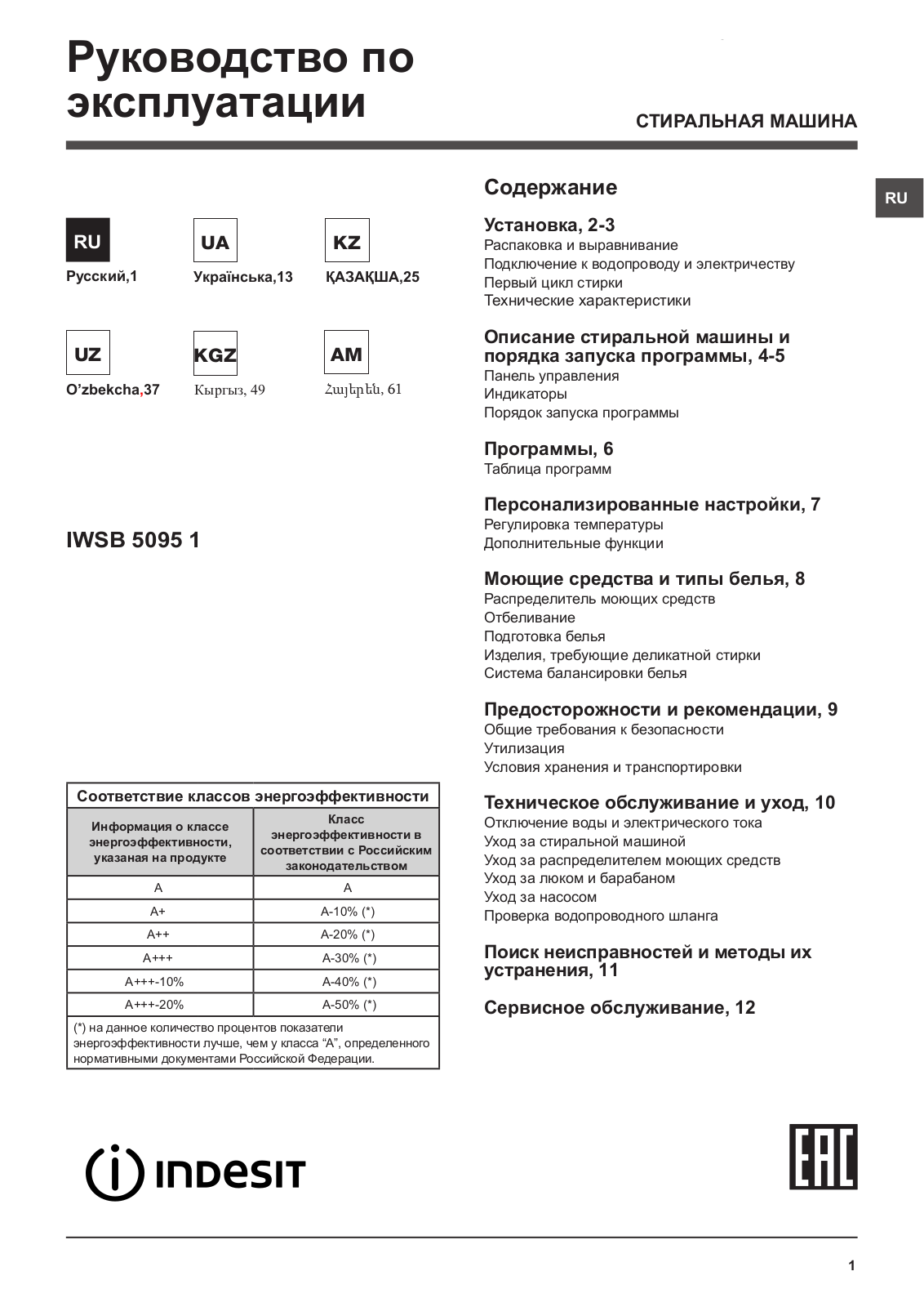 Indesit IWSB 5095 1 User Manual