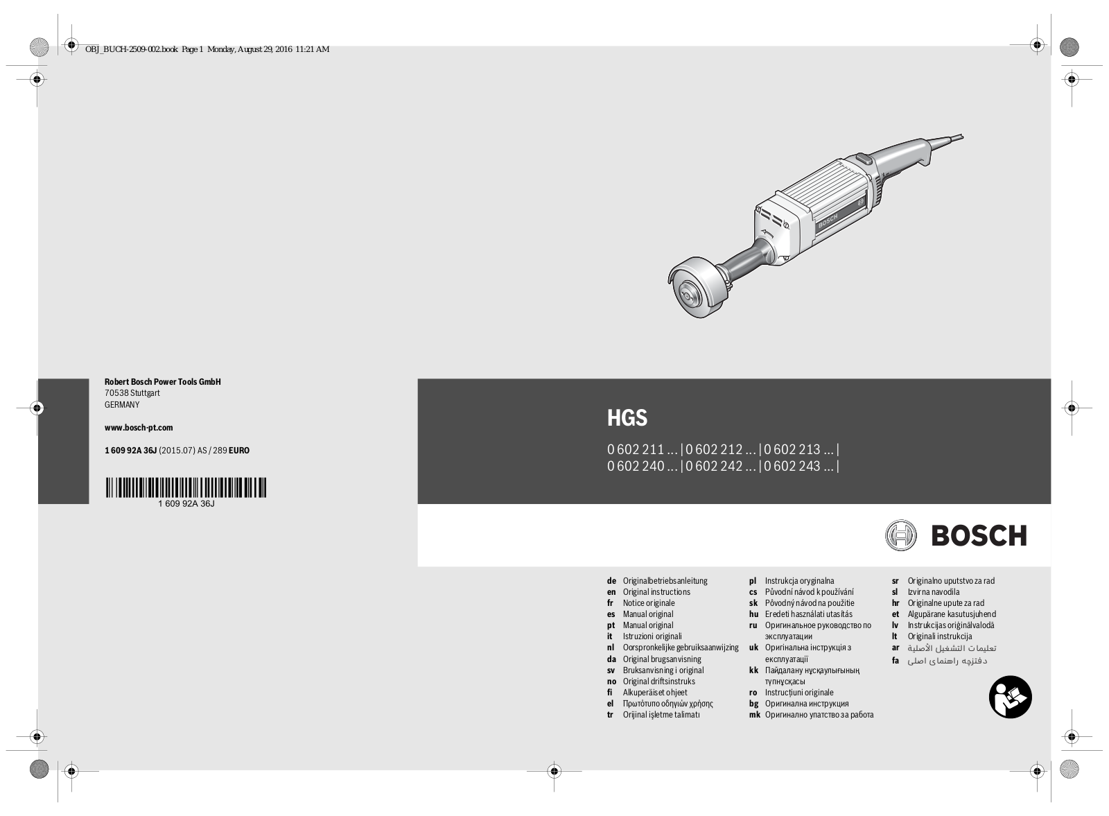 Bosch HGS 77/100, HGS 85/100, HGS 65/32, HGS 65/50, HGS 77/50 User Manual