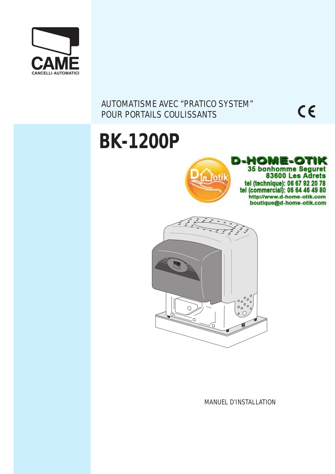 Came BK-1200P Installation Manual