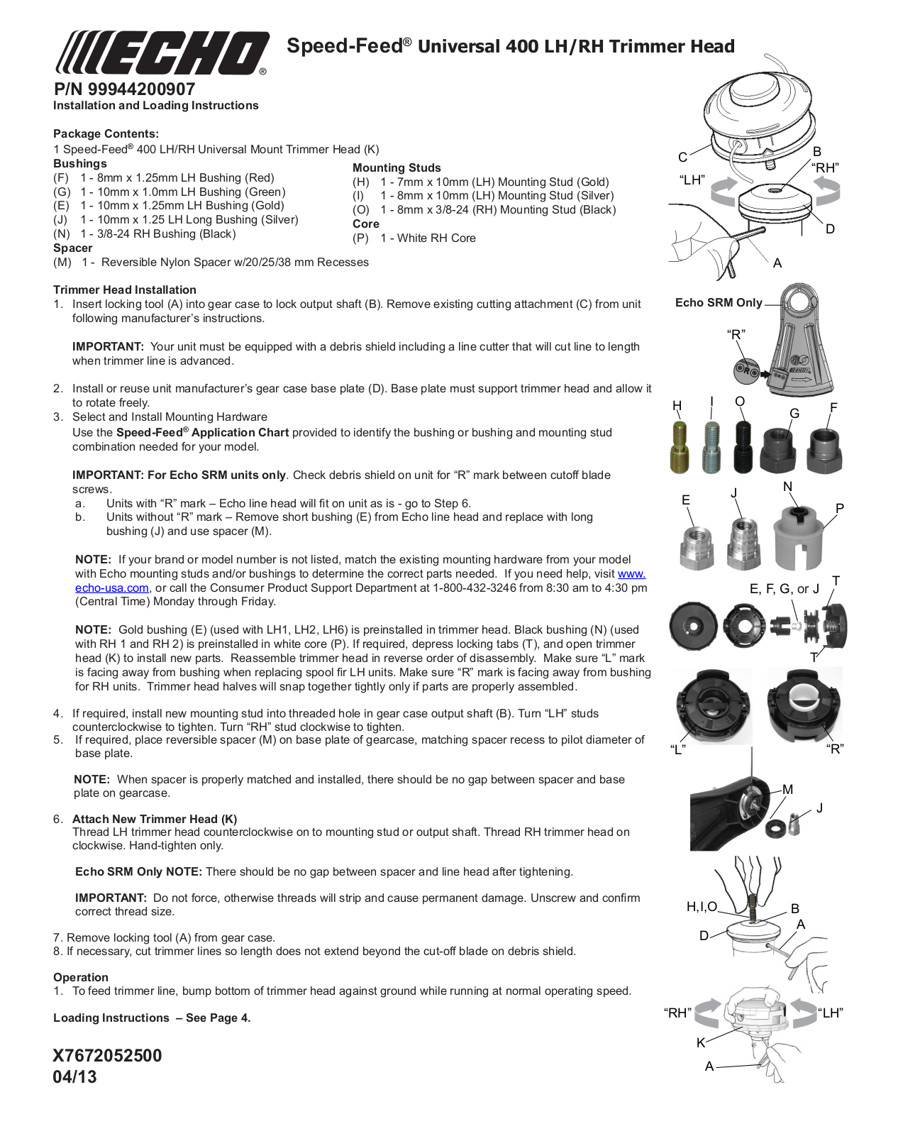 Echo 400 LH, 400 RH User Manual