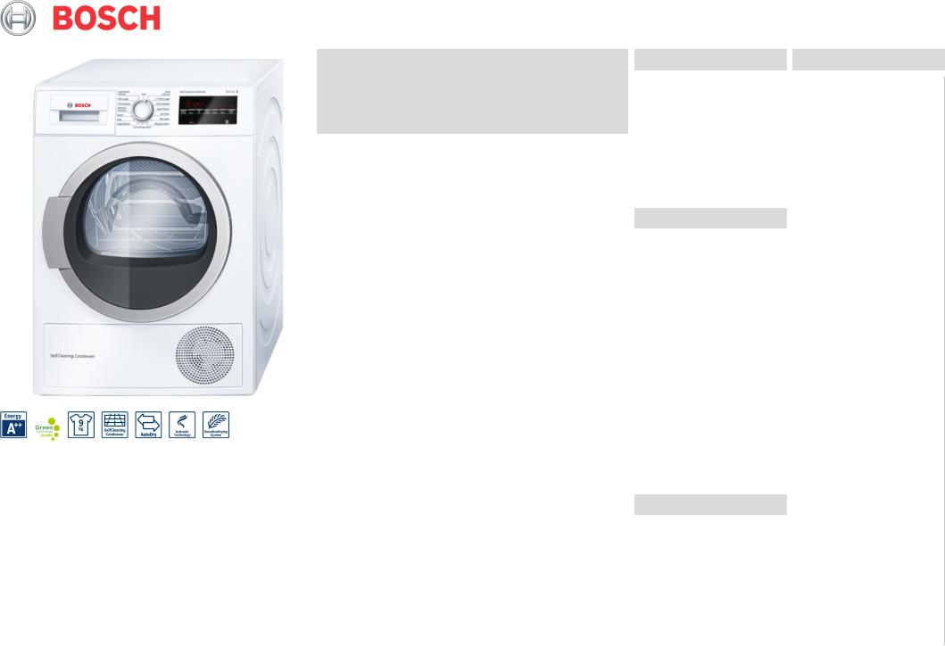 Bosch WTW87490FF product sheet