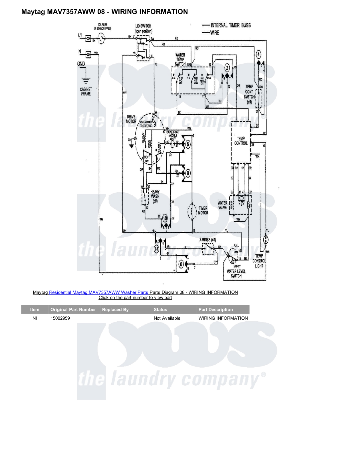 Maytag MAV7357AWW Parts Diagram