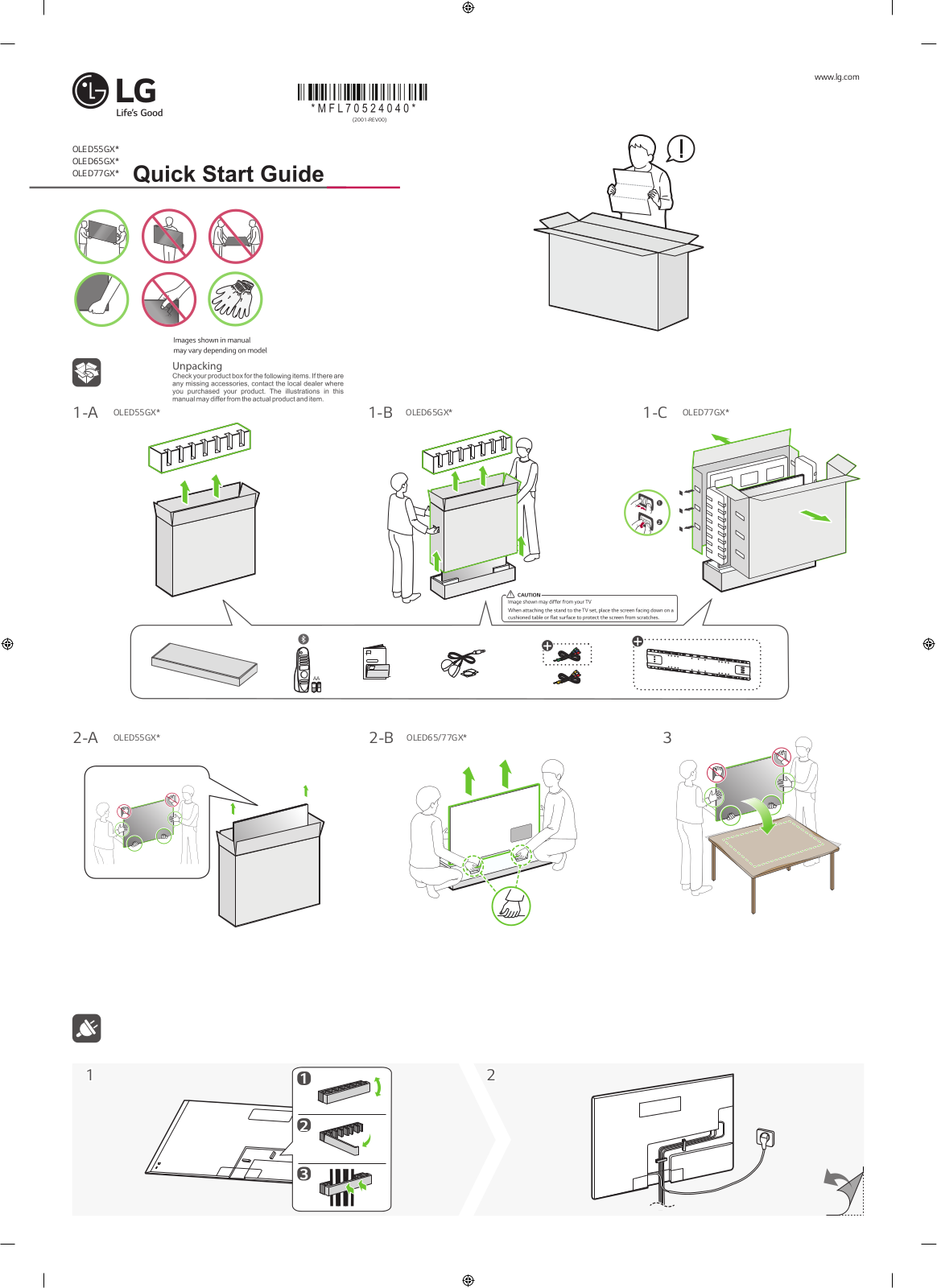 LG OLED65GXPTA QUICK SETUP GUIDE