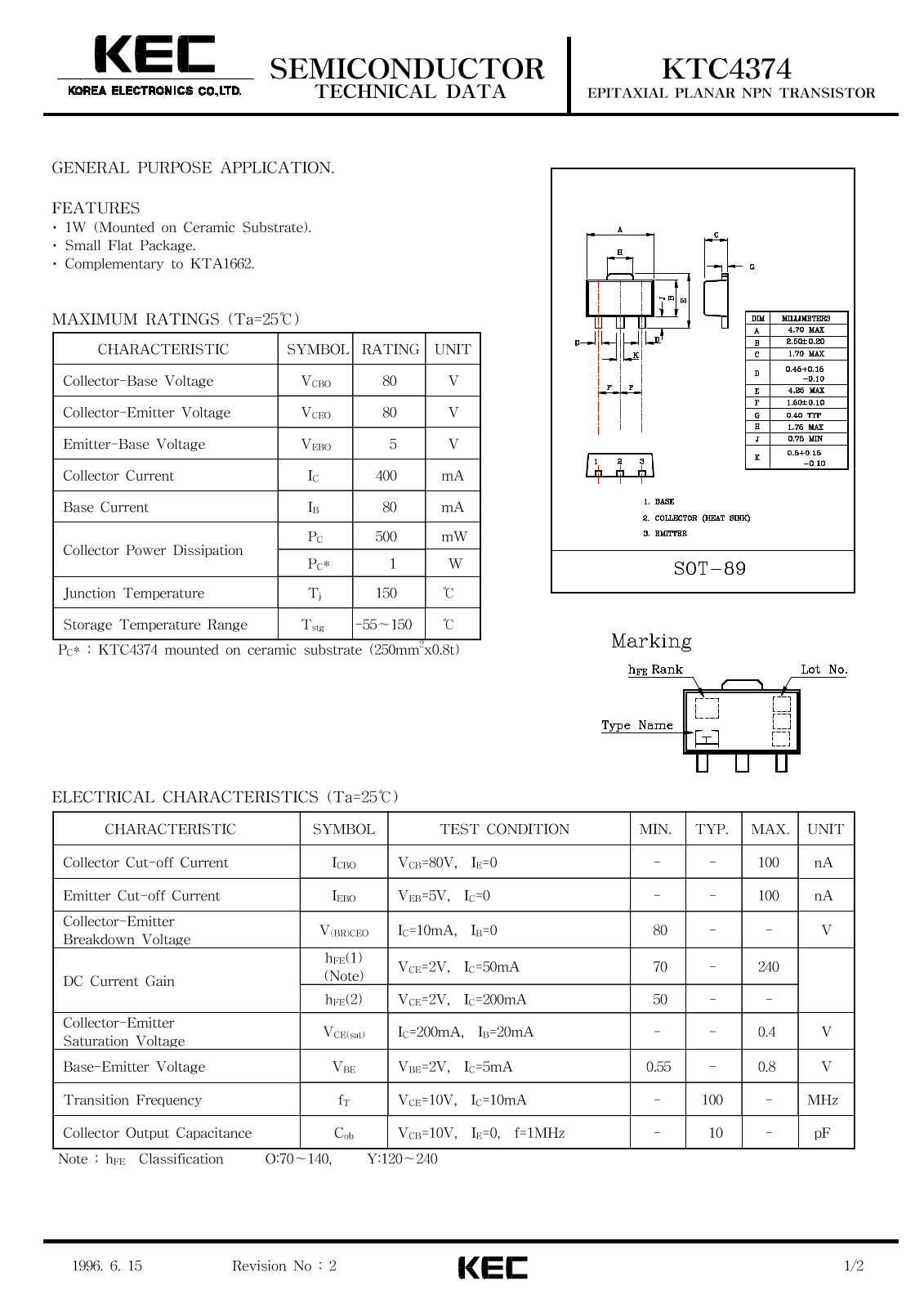 KEC KTC4374 Datasheet