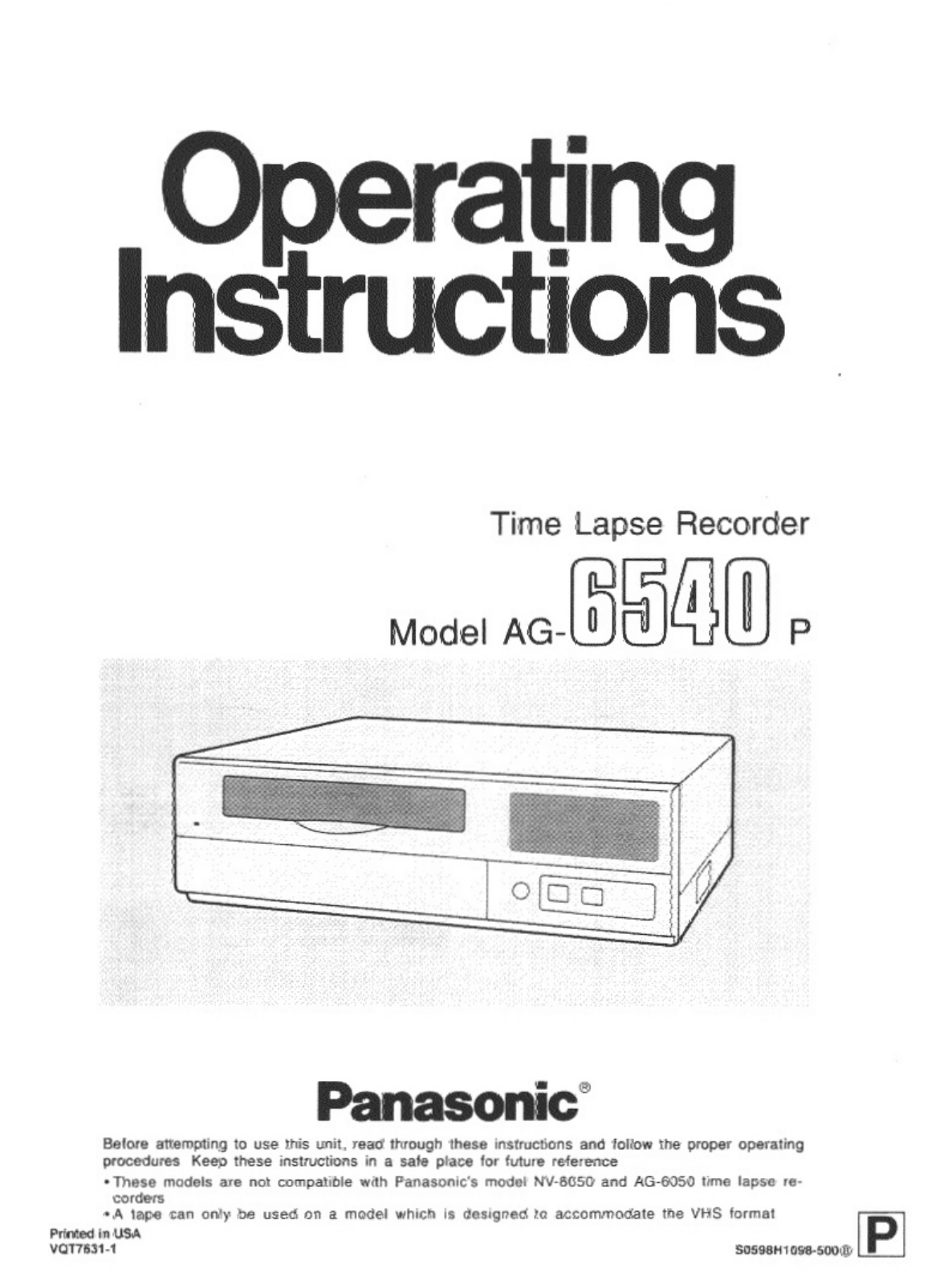 Panasonic AG-6540 User Manual