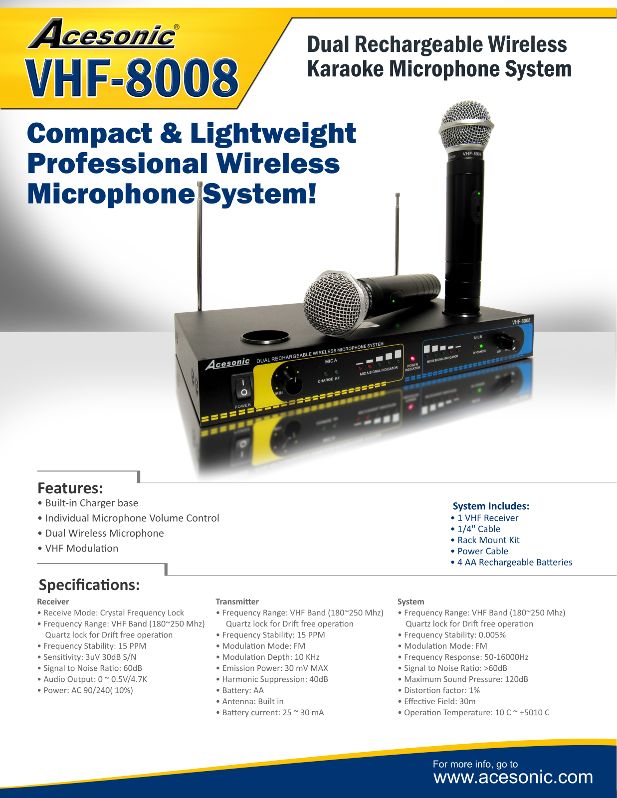 Acesonic VHF-8008 Datasheet