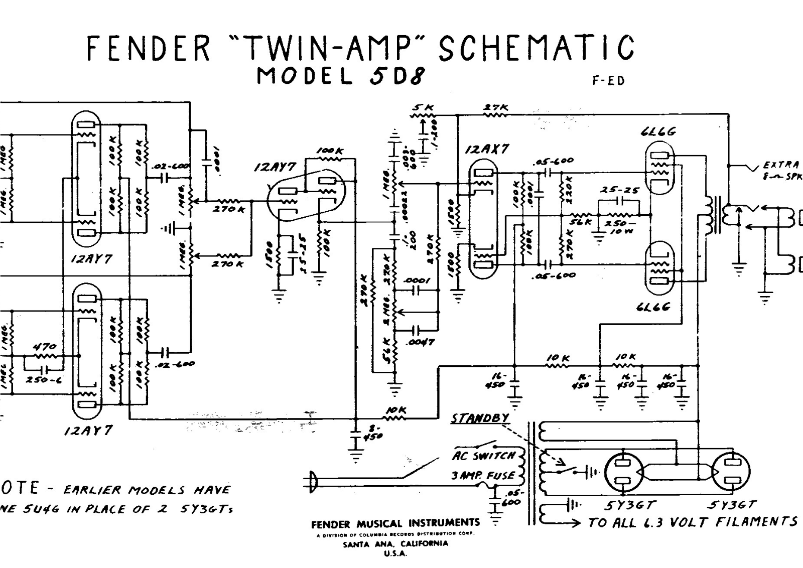 Fender TwinAmp 5D8 Schematic - ManualMachine.com