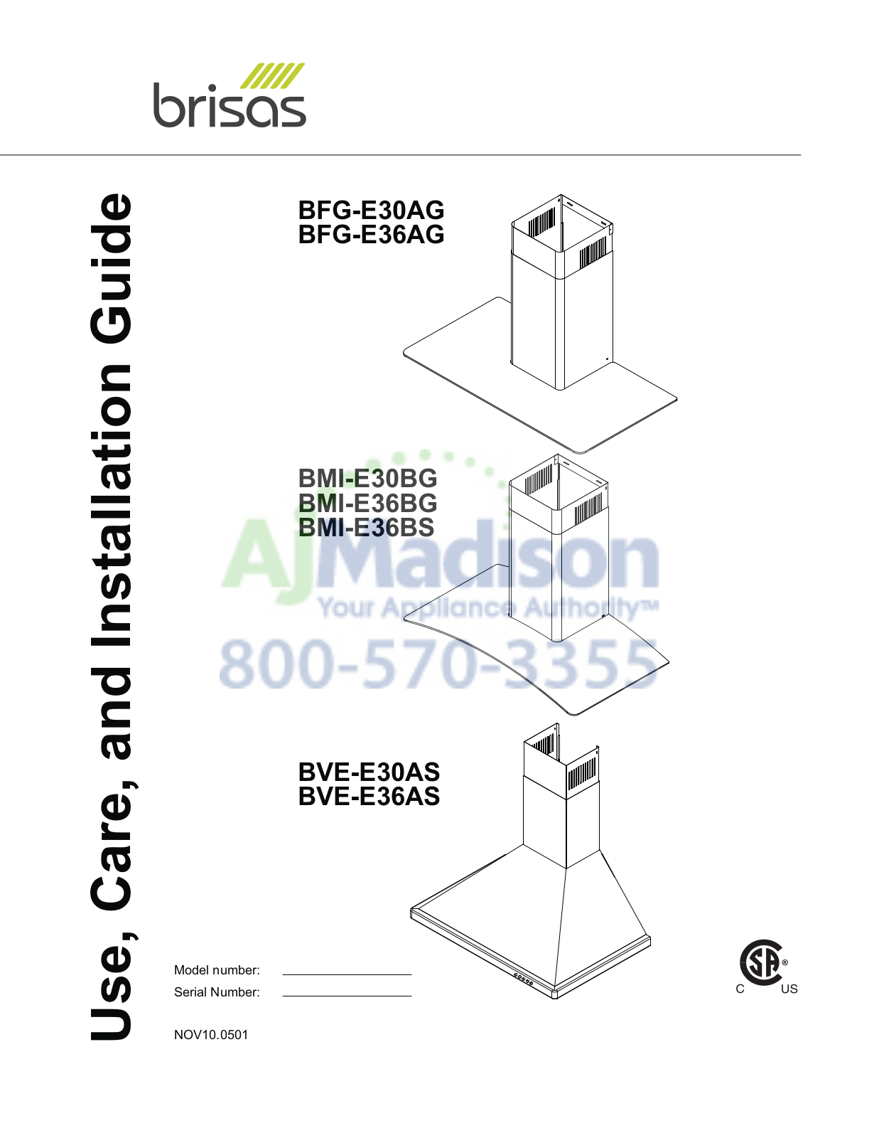 Zephyr BMIE36BS Installation manual