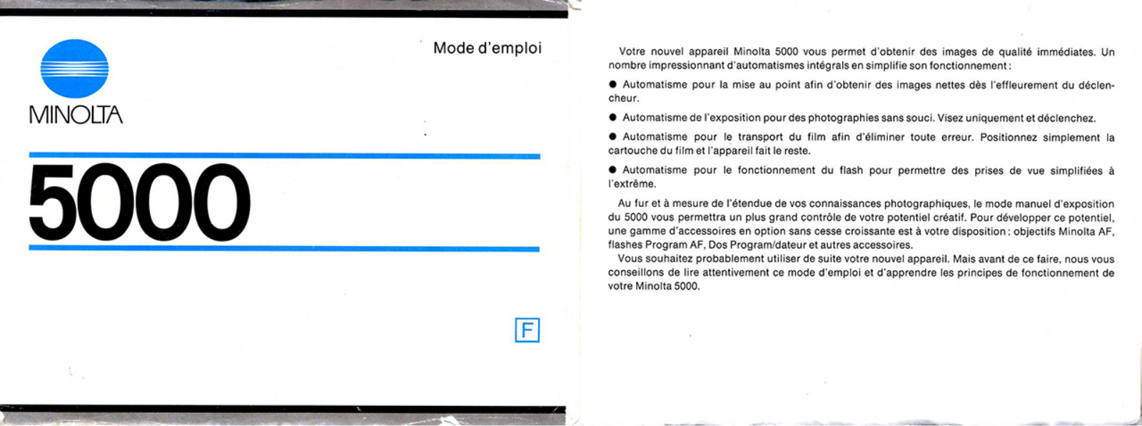 MINOLTA 5000 Manuel de l’utilisateur