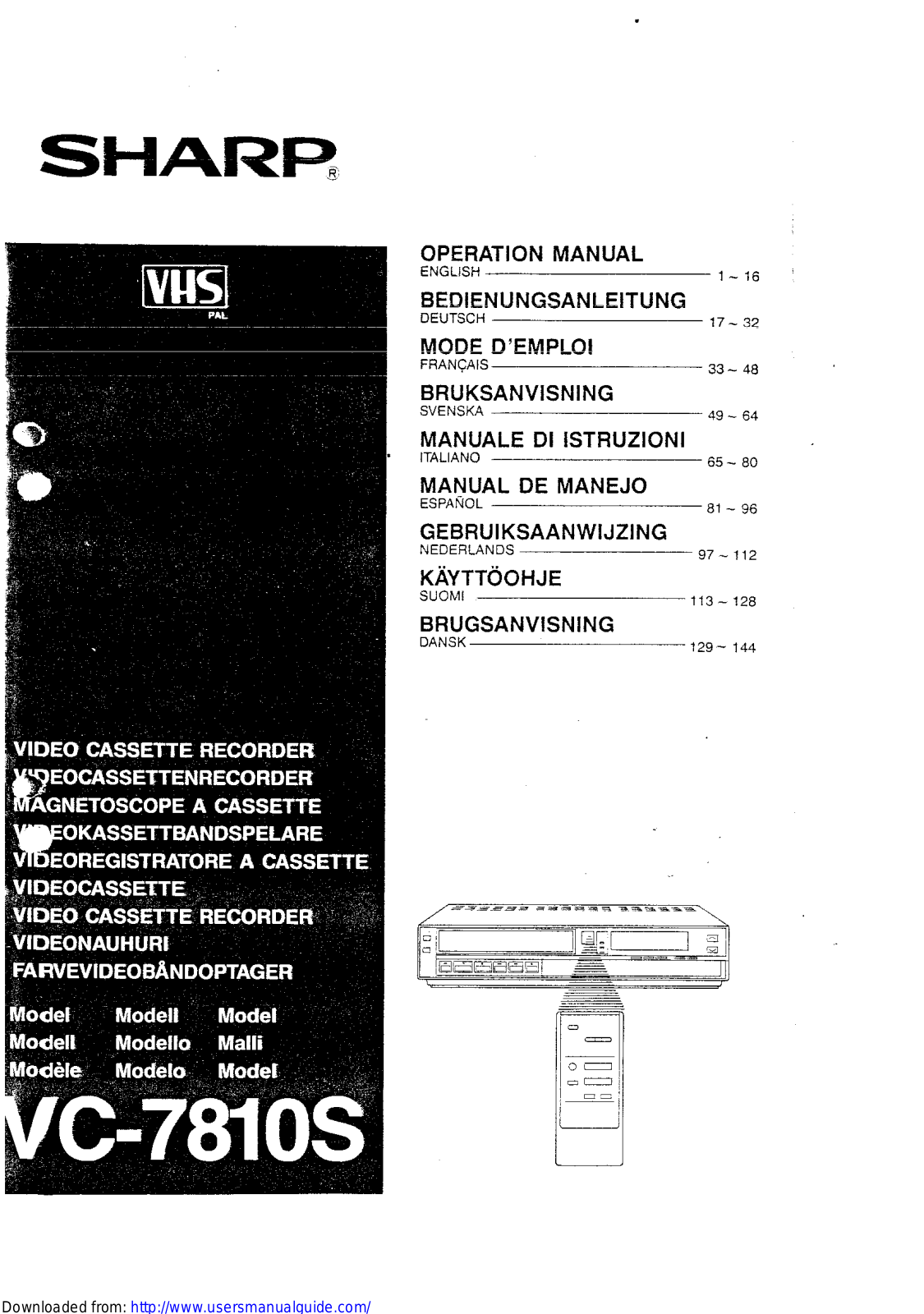 SHARP VC-7810S User Manual