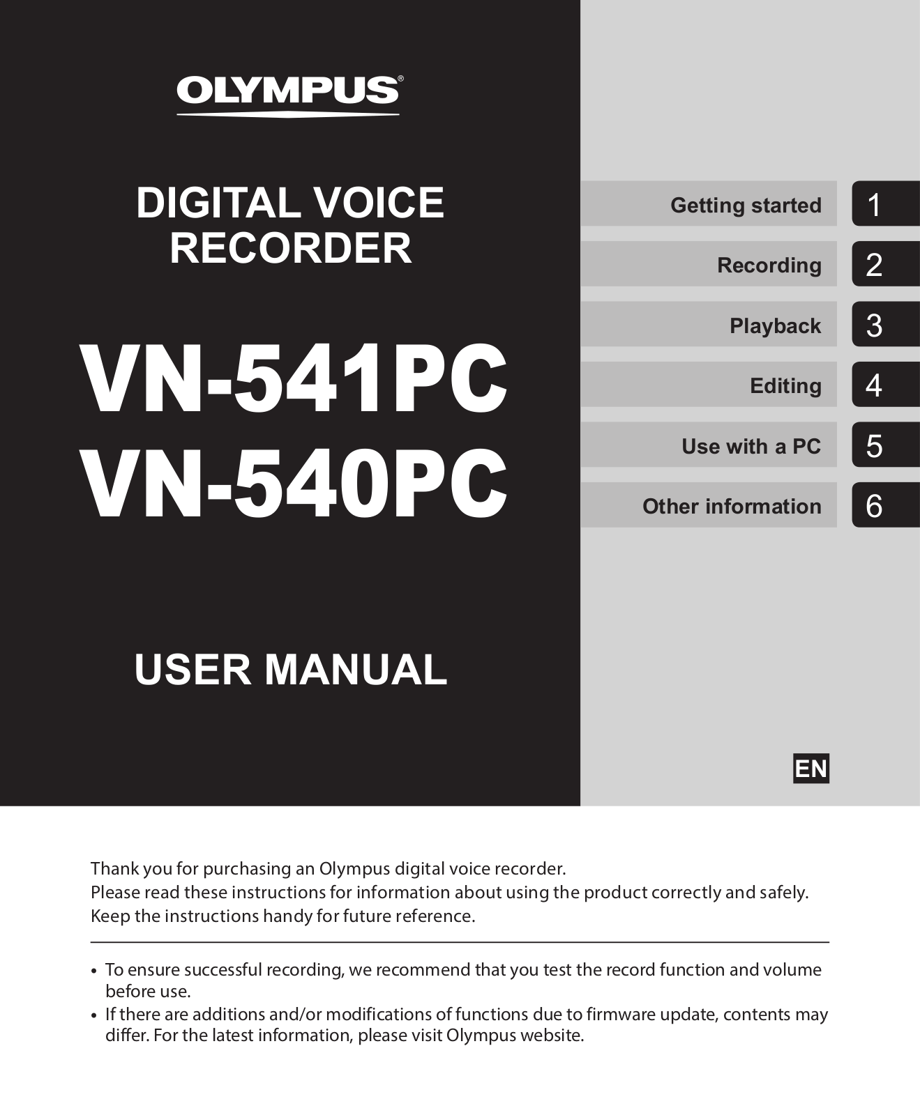 Olympus VN-541PC, VN-540PC Instruction manual