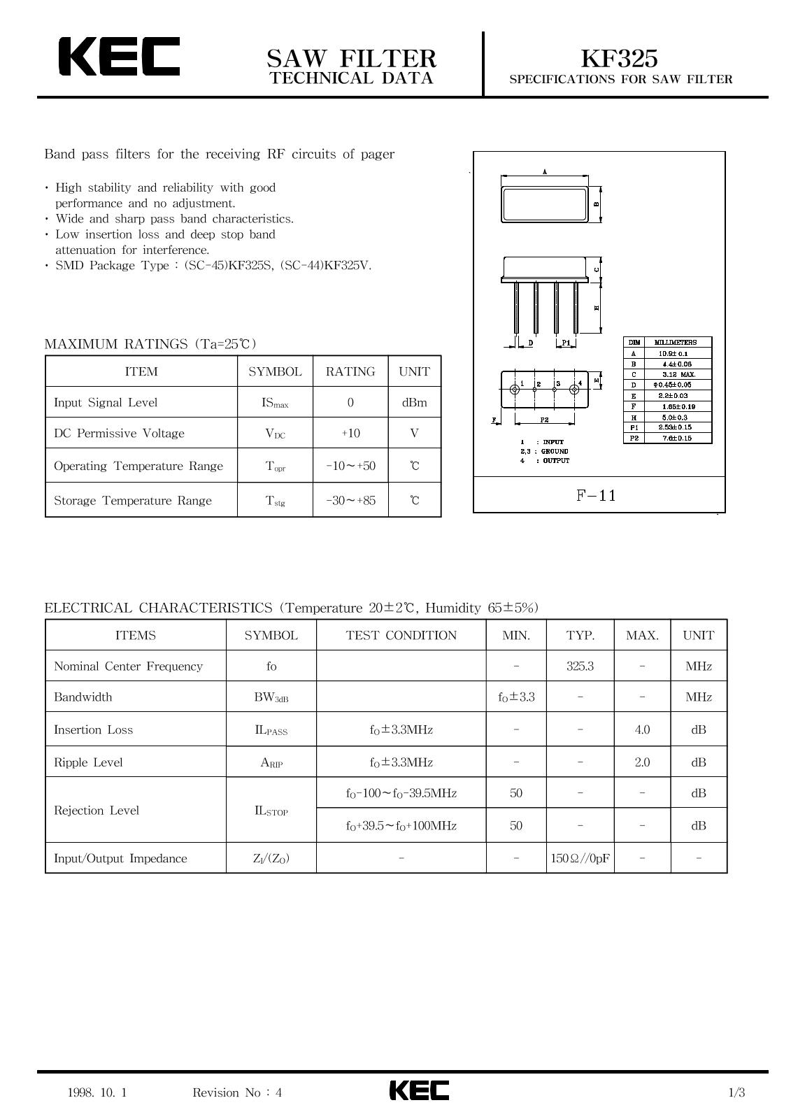 KEC KF325 Datasheet