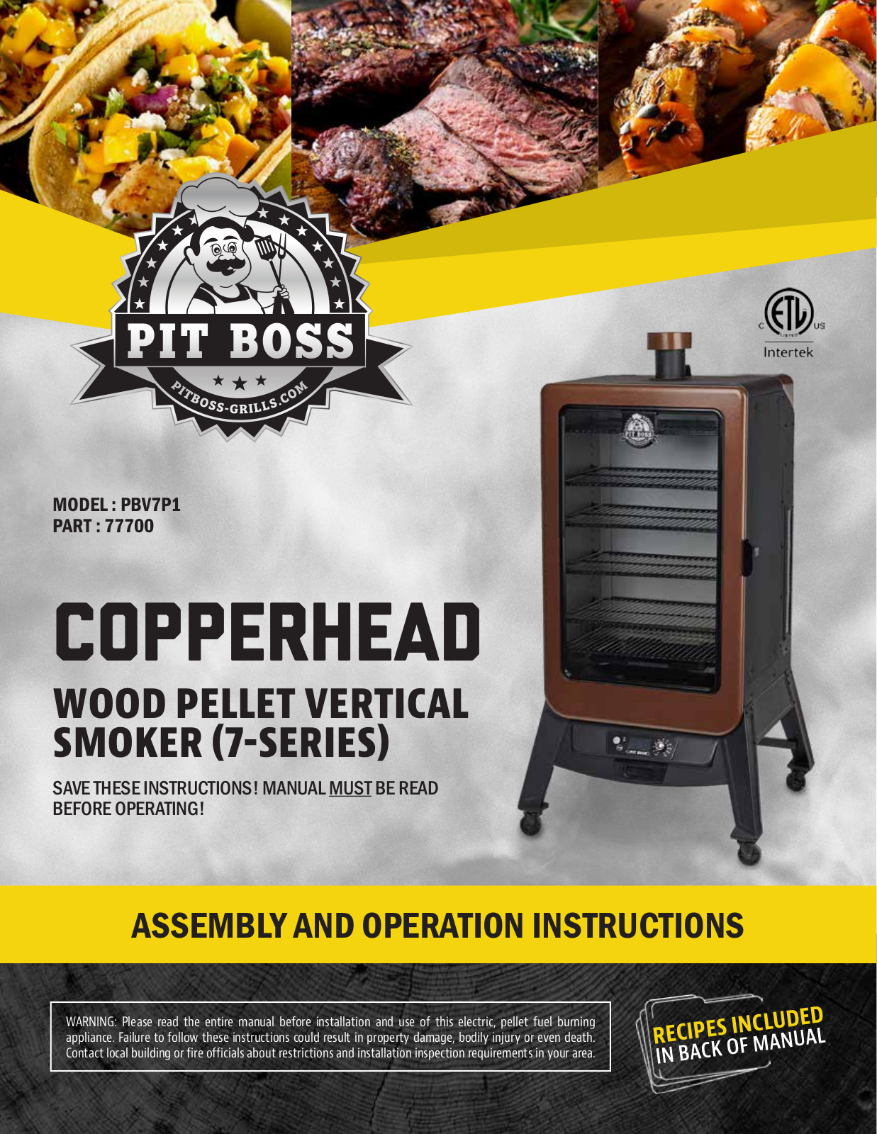 Pit boss PBV7P1 User Manual