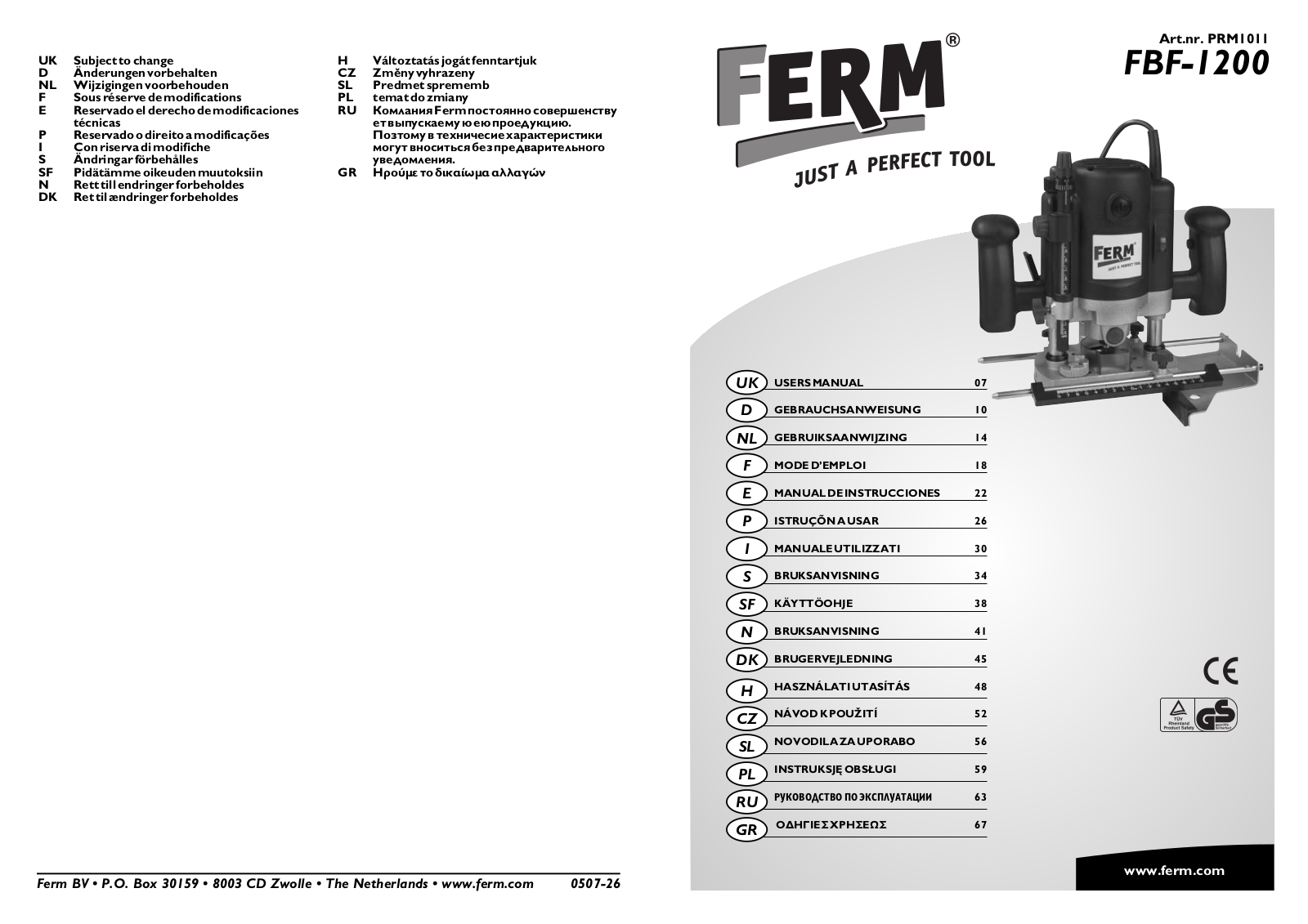 FERM FBF-1200 User Manual