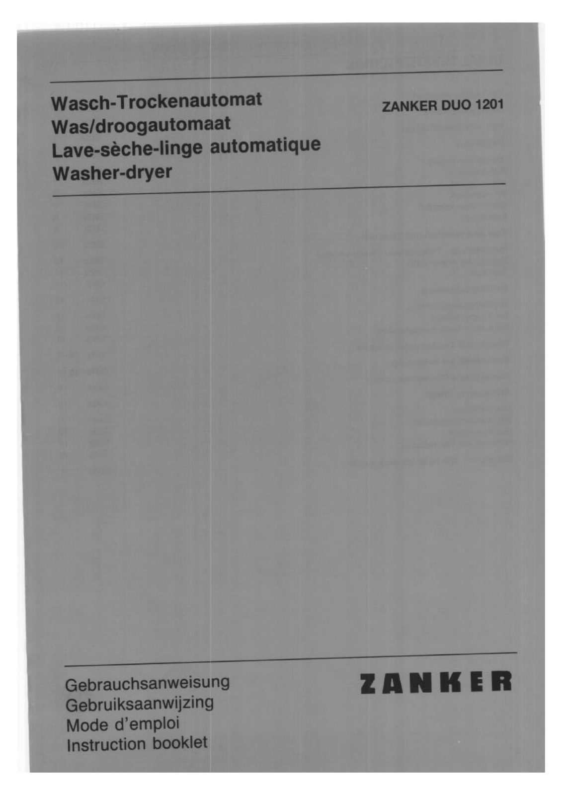 Zanker LAVITA DUO1201 Instruction booklet