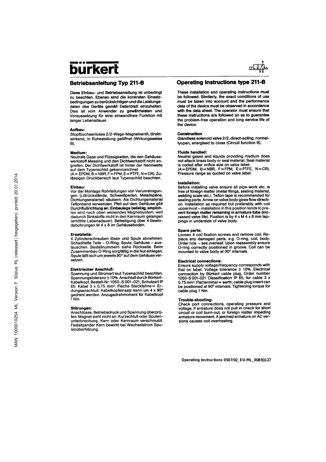 Burkert 0211 User Manual