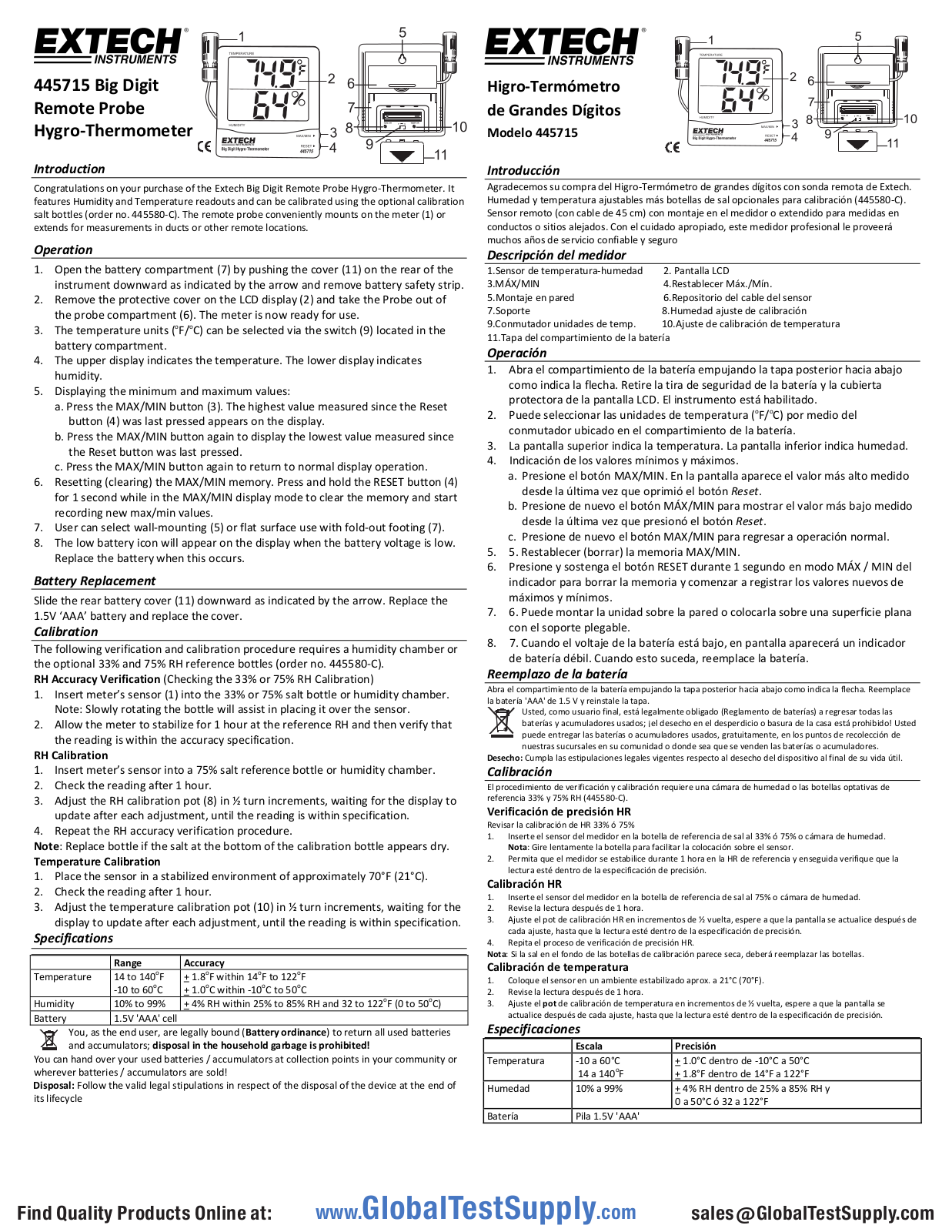 Extech Instruments 445715-NIST, 445715 User manual - ManualMachine.com