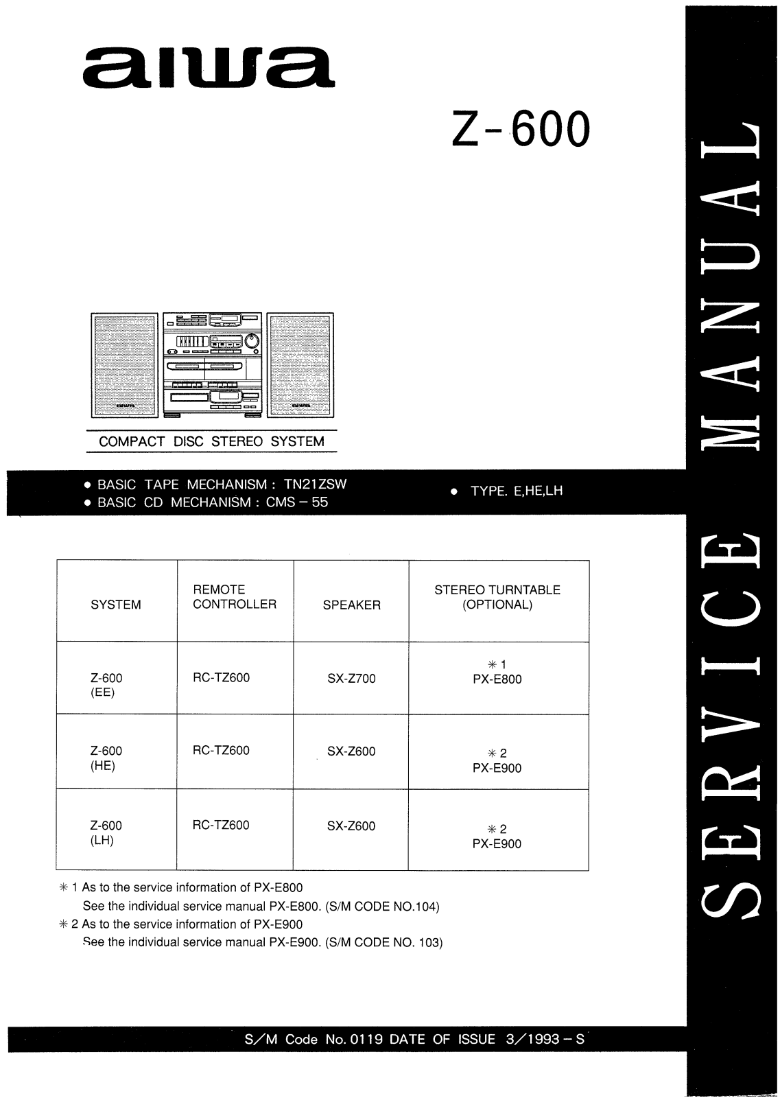 Aiwa CX Z600 Service Manual