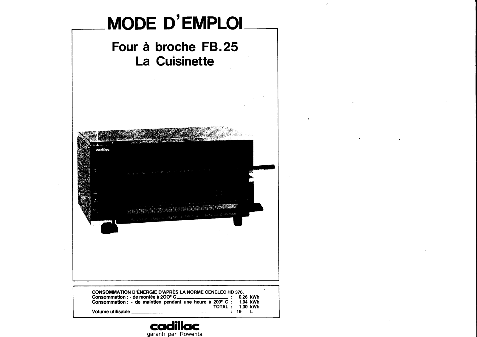 ROWENTA FB 25 User Manual